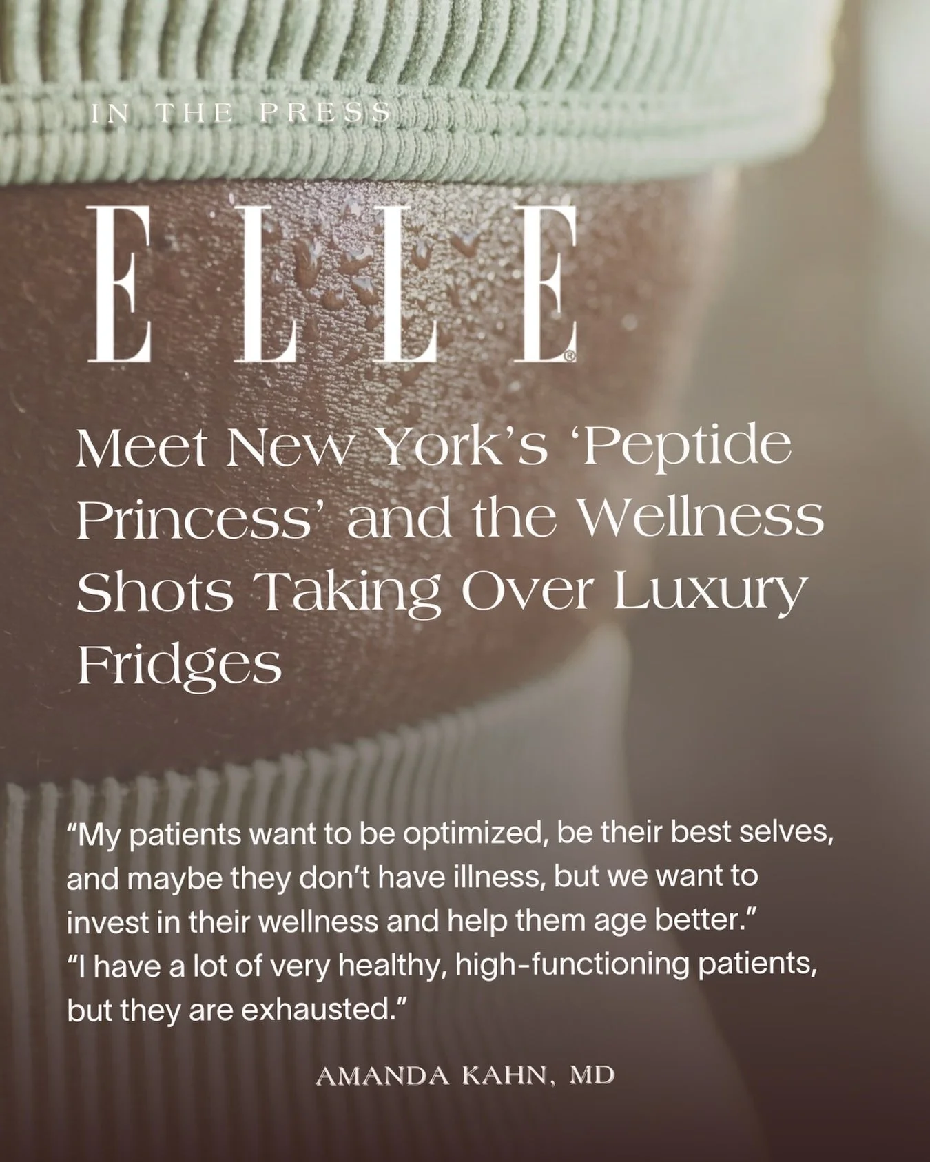 Honored to be featured in @elleusa. Thank you for spotlighting the evolving conversation around wellness, longevity, and optimizing health, not just treating illness.

 #Longevity #Peptides #HealthyAging

By: @kathleenhou