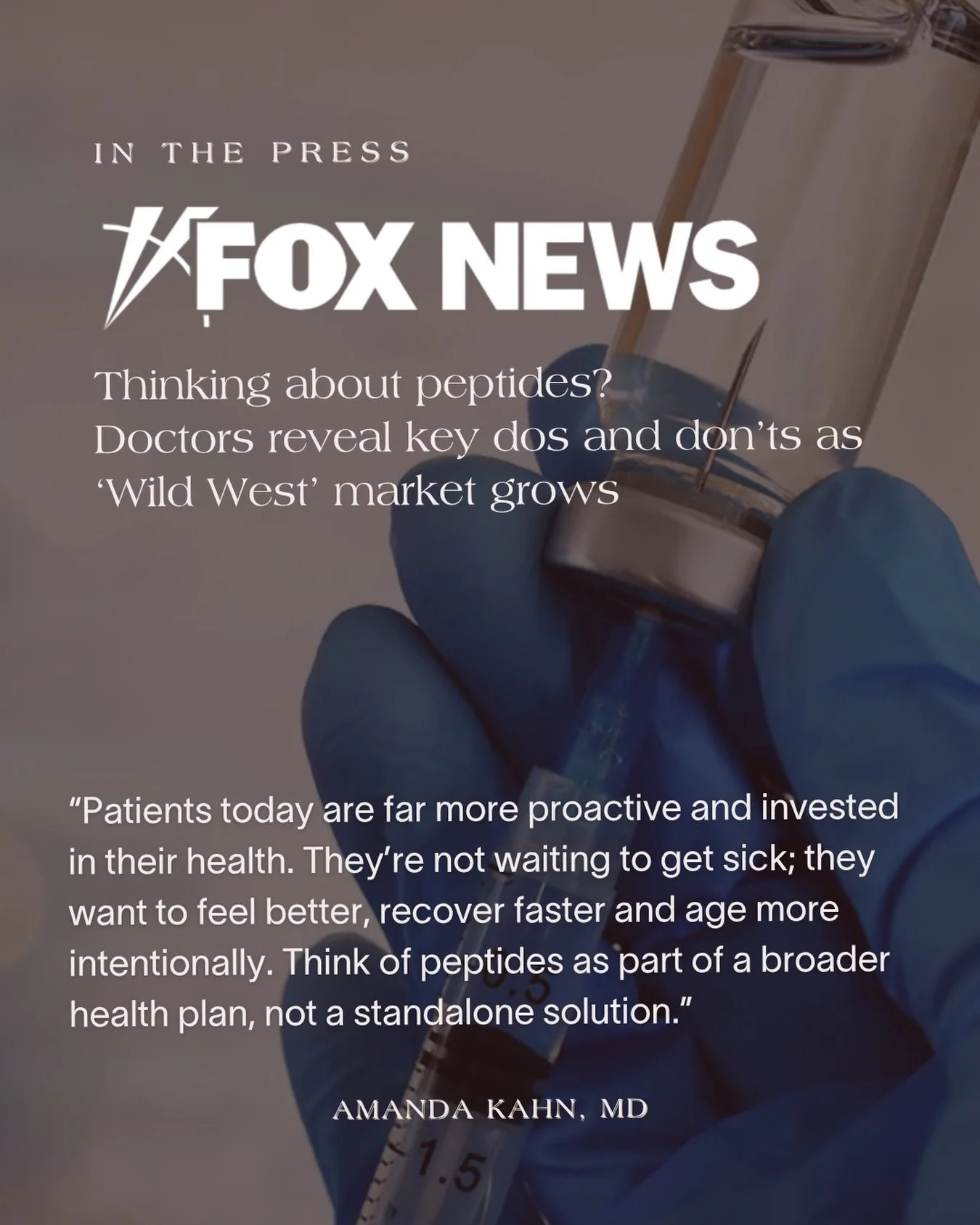 Grateful to @foxnews for the opportunity to contribute to the conversation around peptides and where they fit in modern health care.

As interest grows, it&rsquo;s more important than ever to keep the focus on thoughtful, individualized care and the 