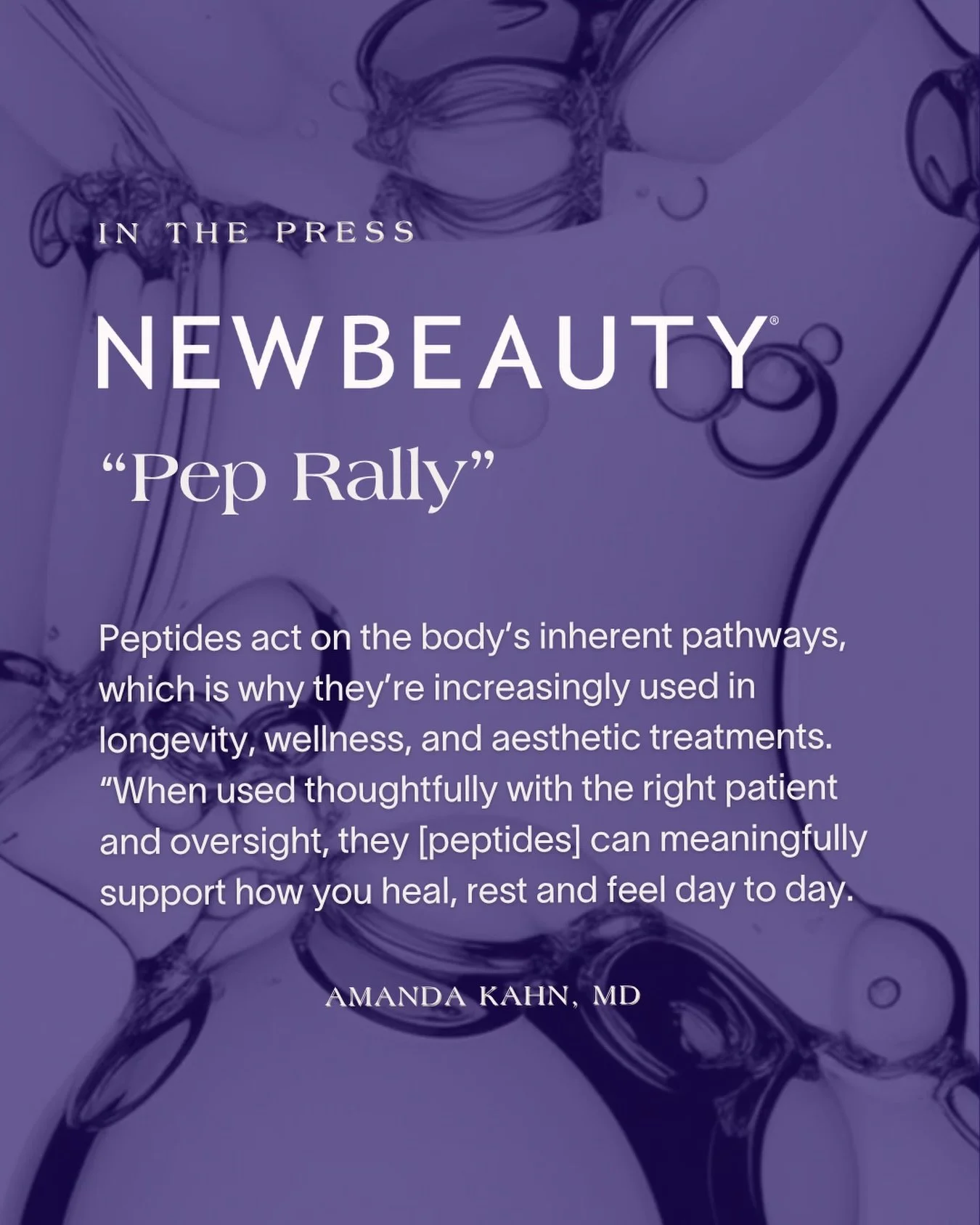 Thank you, @newbeauty, for including me in the Spring 2026 issue! The story, &lsquo;Pep Rally,&rsquo; explores peptide injections and glow stacks. It&rsquo;s on-stands now. Take a look to learn more about the role peptides play in wellness and aesthe