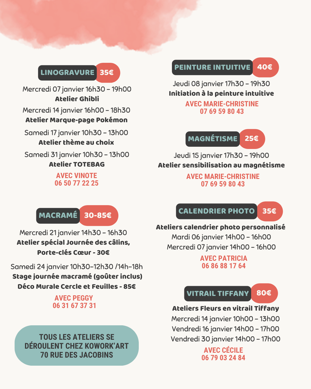 ateliers creatifs amiens tous âges janvier 2026