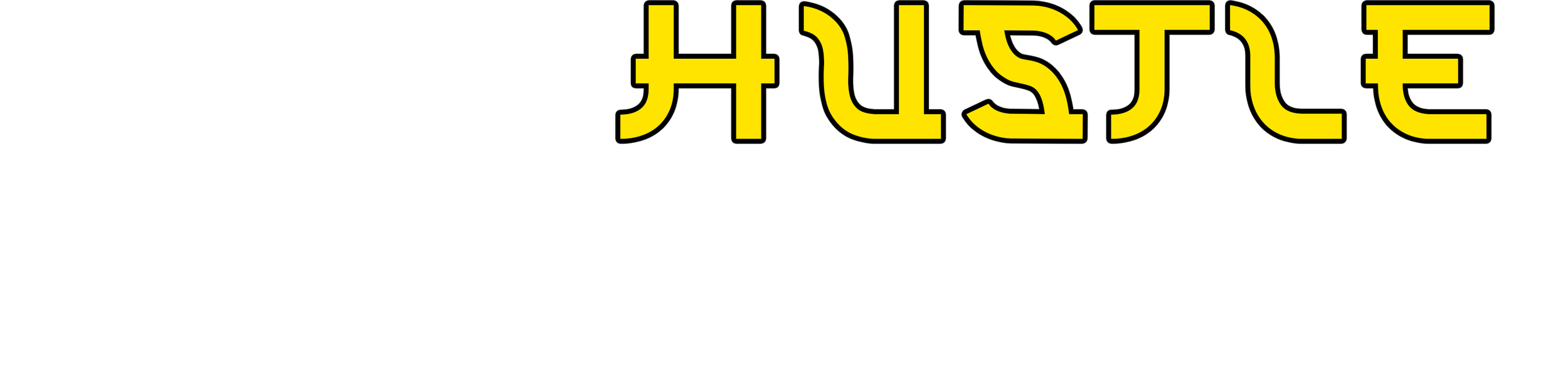 Text in the image reading 'The Hustle is Tradition' with part of the text colored yellow and the rest white.