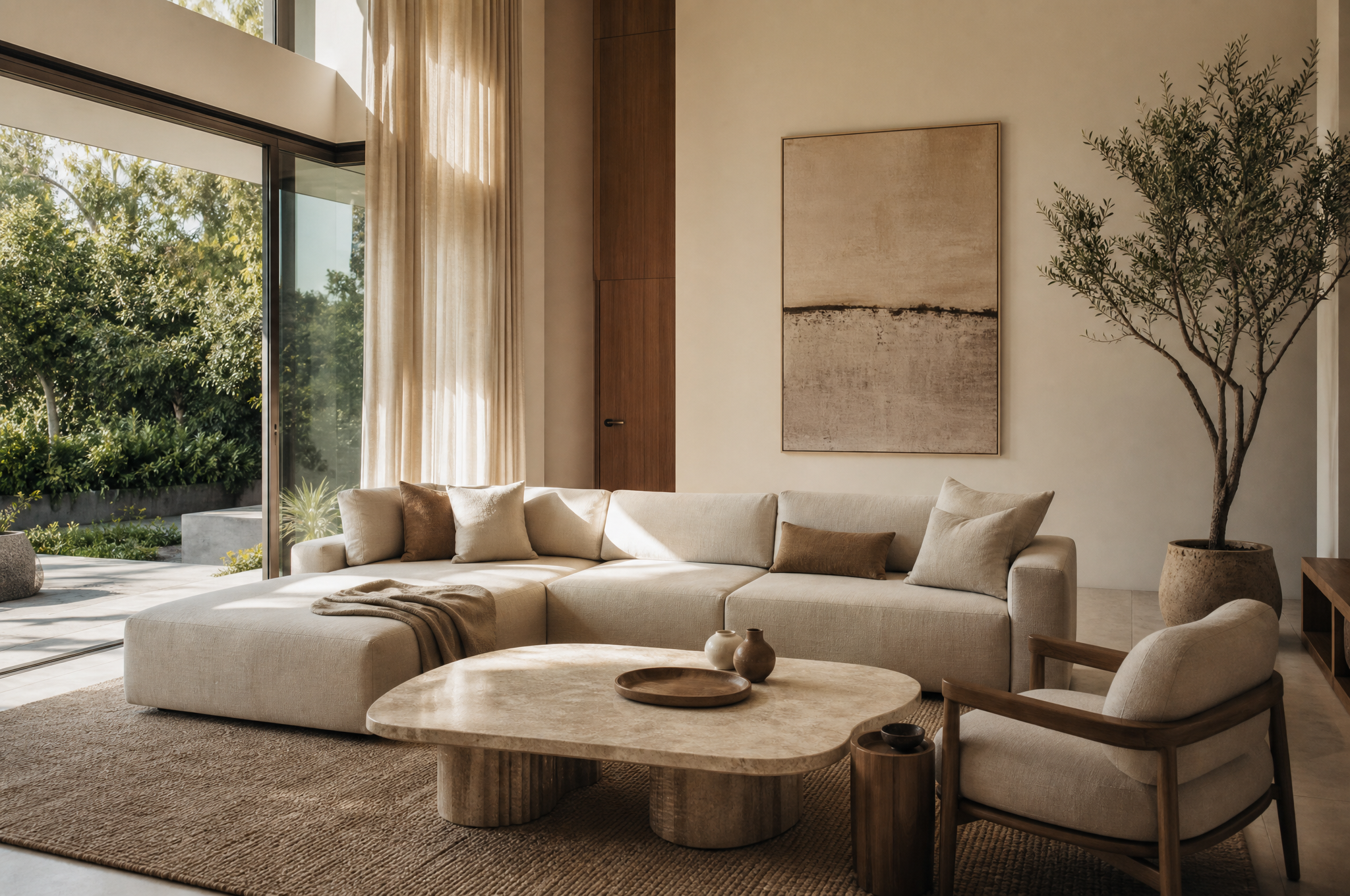 Sophisticated North Sydney living room with harbour light by Tuesday Lane interior designers