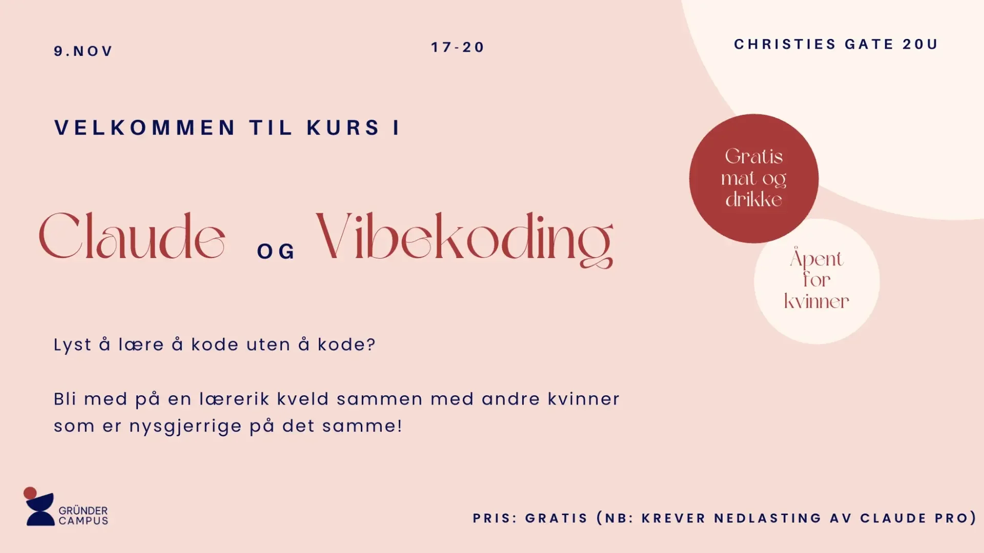 Kurs i Claude og vibekoding for kvinner