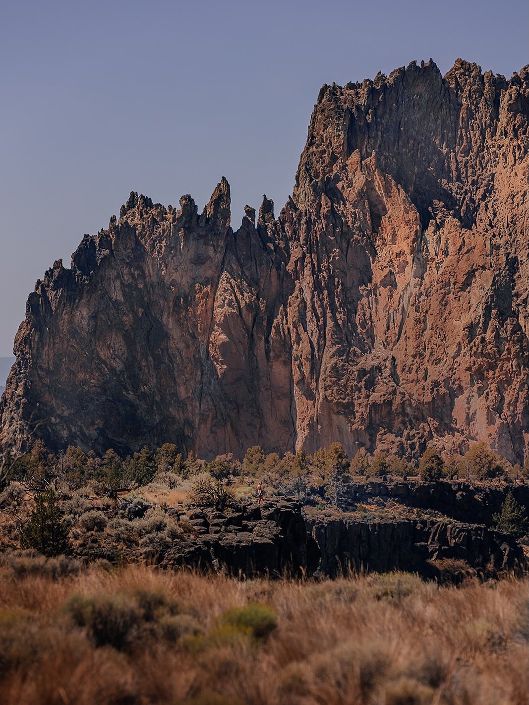 Smith Rock, Oregon. 
Just outside Bend and very much worth the detour.

These photos really don&rsquo;t do this place justice. The rock formations are huge. The tiny little speck of a human in the first photo is me.

Shaped by some serious volcanic a