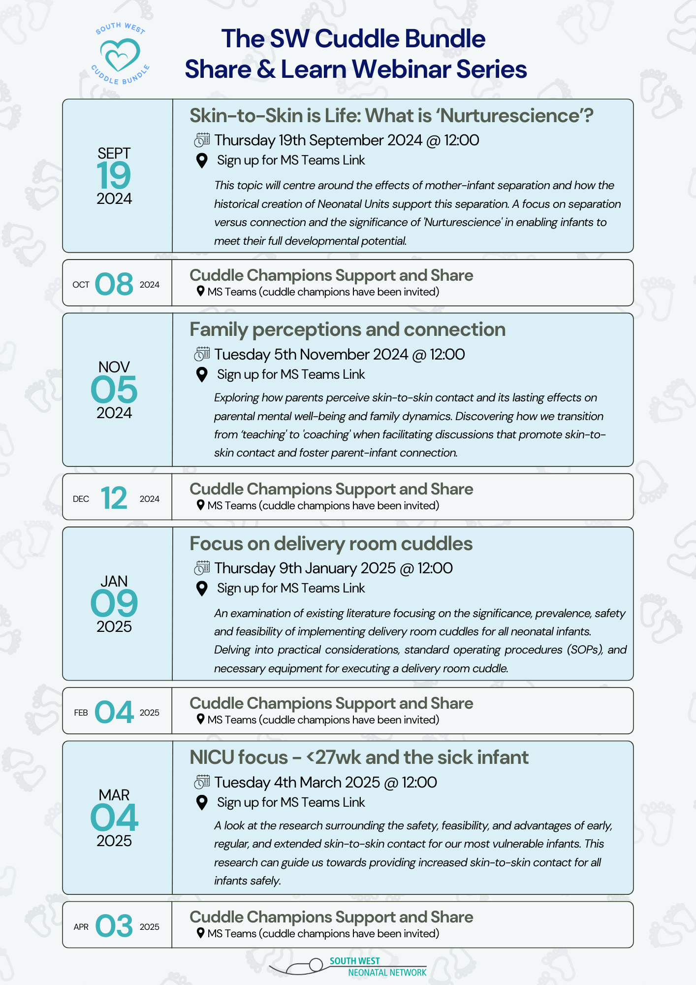The South West Cuddle Bundle - staff pages — South West Neonatal Network