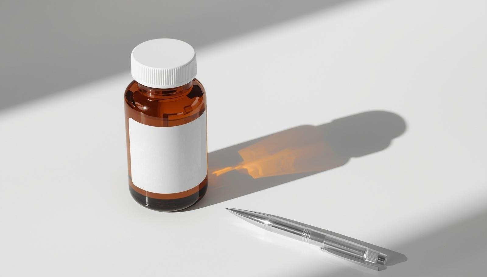 Editorial desk scene with a cream card, white supplement bottle, and notebook representing Sacred Books customer support and product inquiries.
