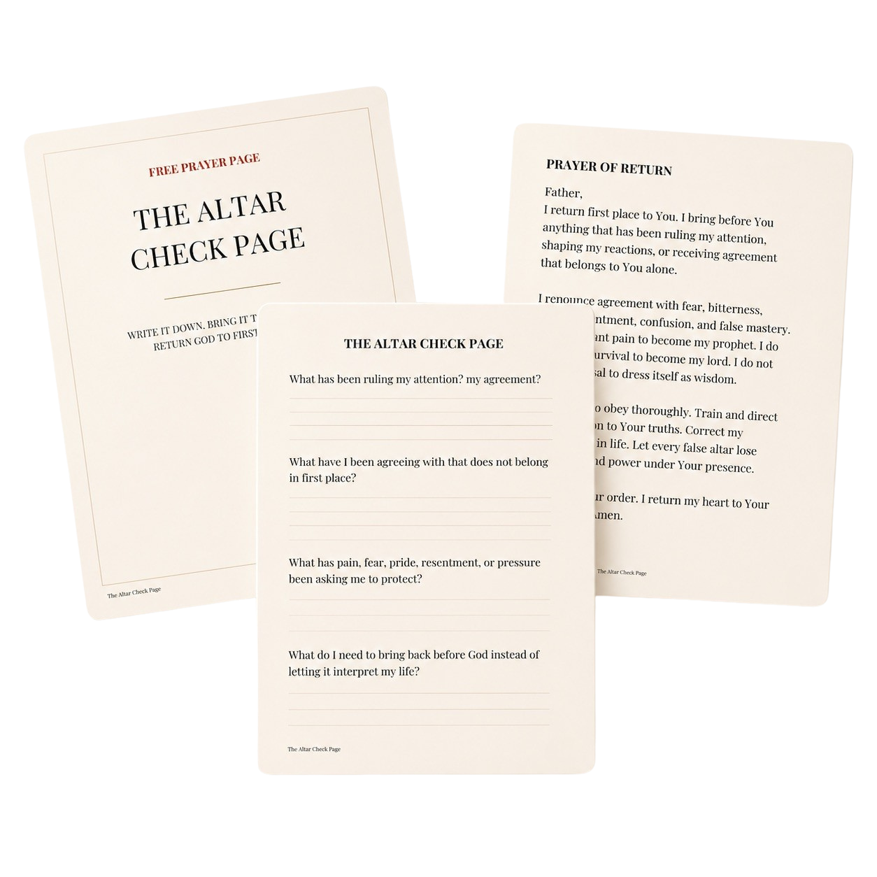 The Altar Check Page cover from Sacred Books