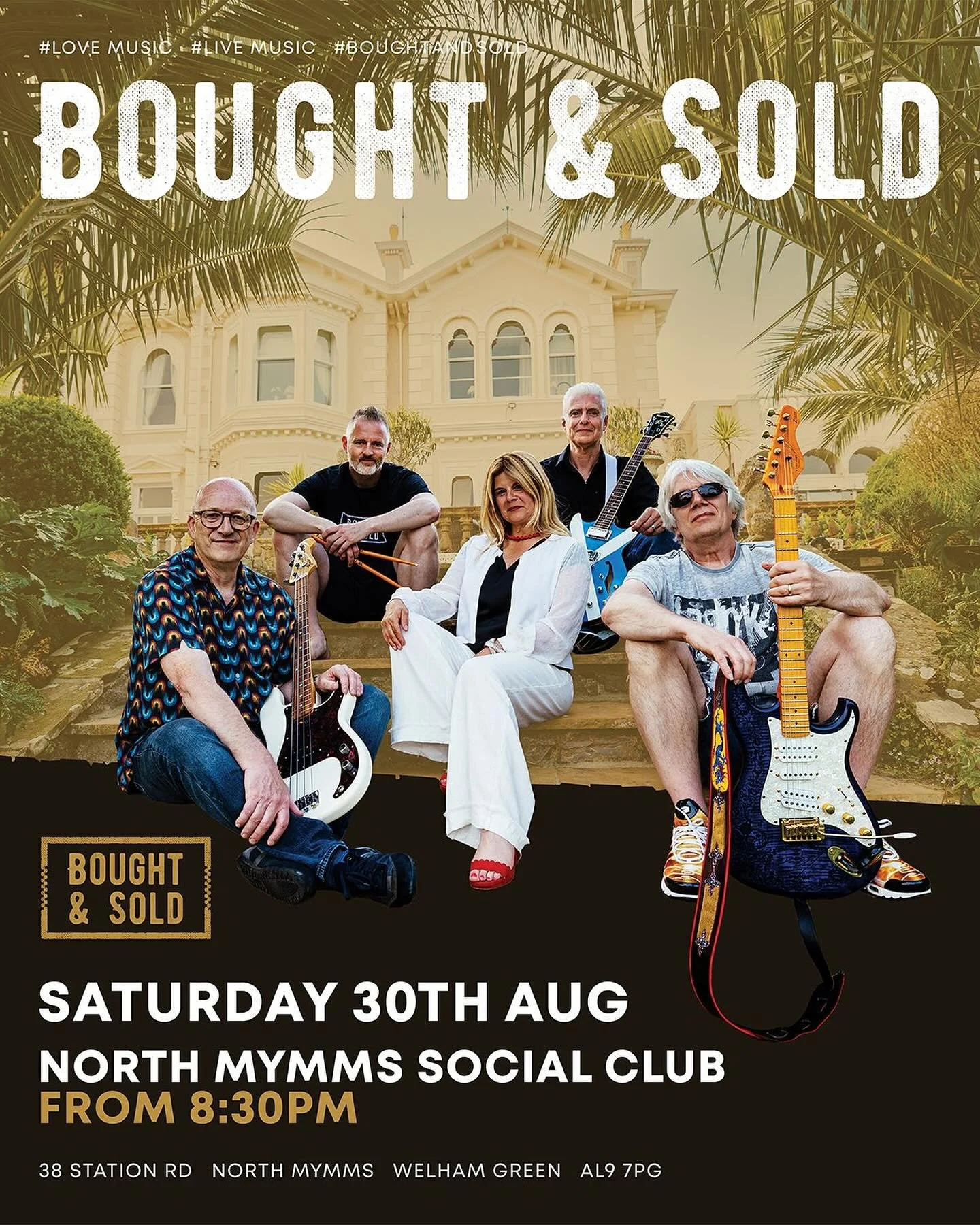 Get down to @north_mymms_social_club this Saturday for a fantastic evening of live music! 

🗓️ Saturday 30th August
🎵 #BoughtAndSold 

⏰ 20:30 - 11:00
🎟️ &pound;2 on the door
🕺 Grooving on the dance floor 💃

See you all there 🙌

🪩🪩 > 🎸🎙?