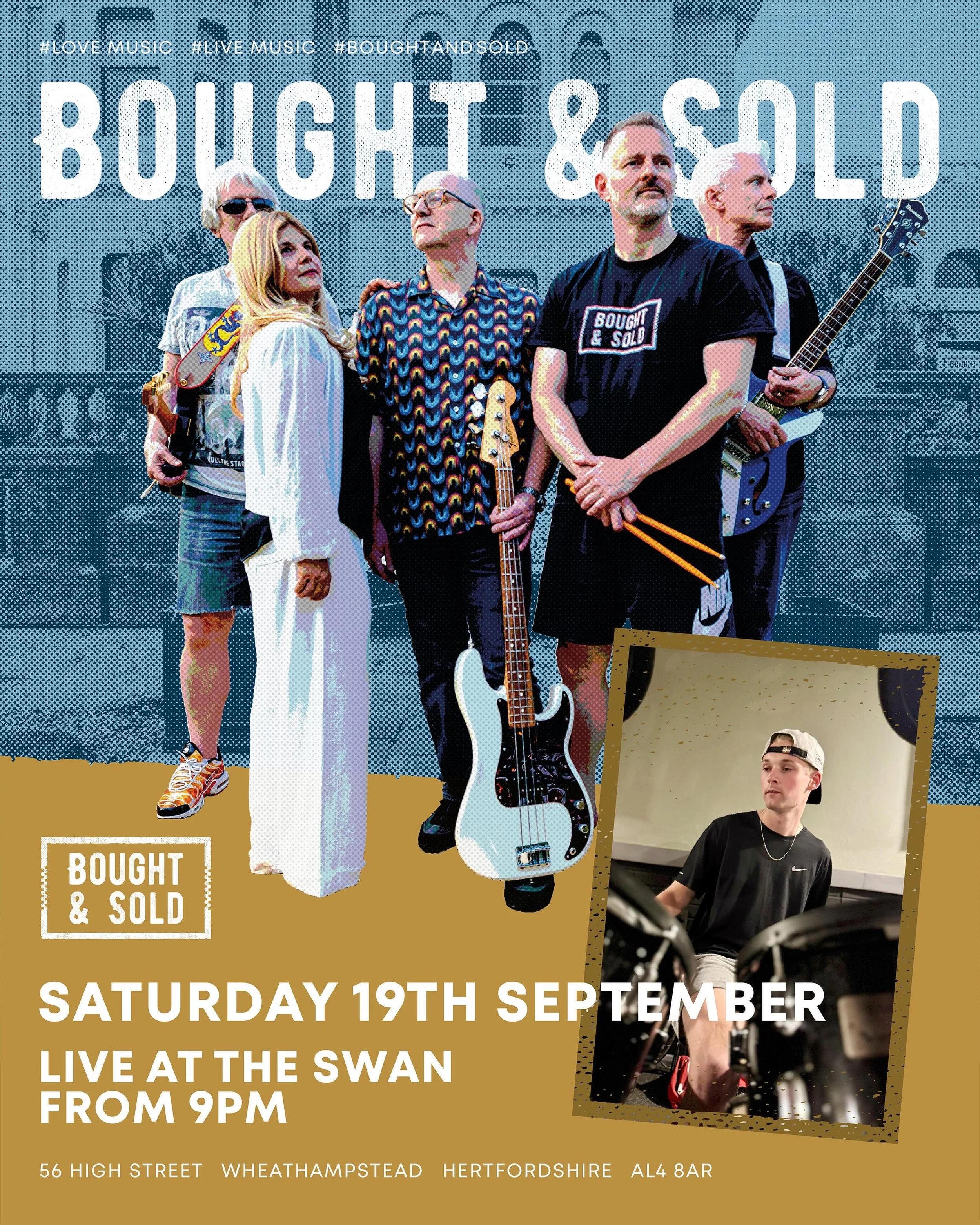 🗓️ Sat 18th Sept
📍 @theswanwheathampstead 
🎸 Bought &amp; Sold live
🪩 Bring your dancing shoes 

Get yourself down to the Swan Wheathampstead on Saturday night for live music, a drink &amp; a dance!

#BoughtAndSold guest drummer @fin.killner_