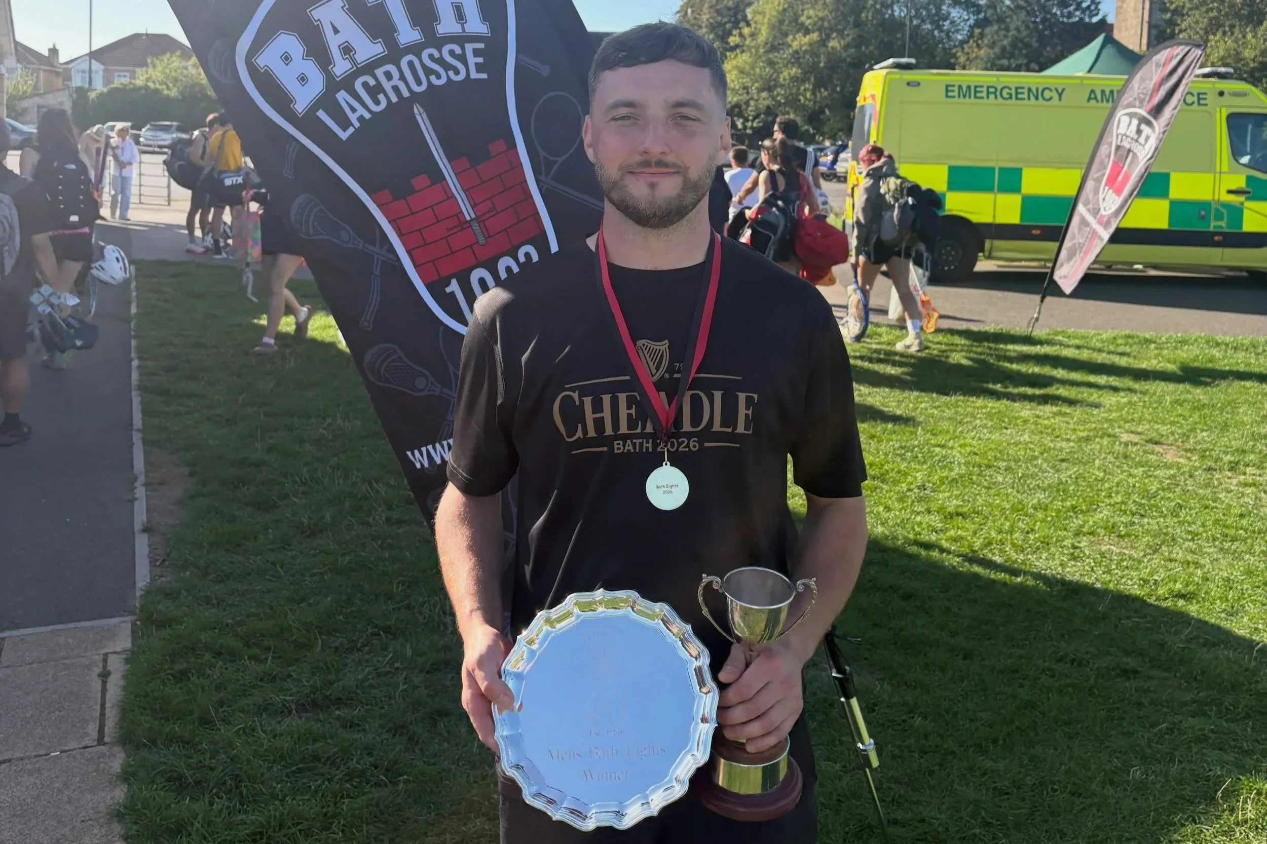 Cheadle Captain with Men's Trophy and Special 40th Anniversary Plate