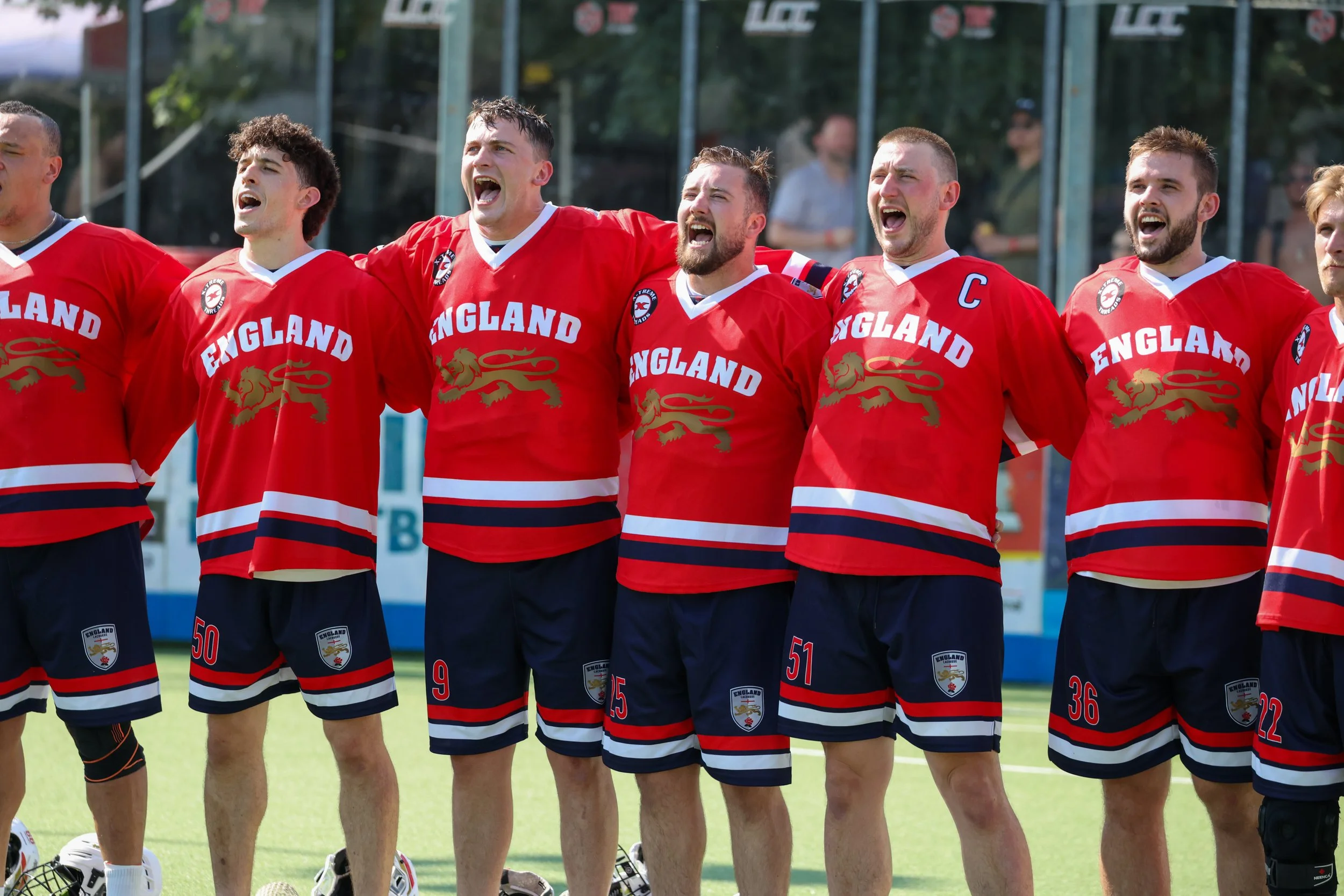 England players sing National Anthem