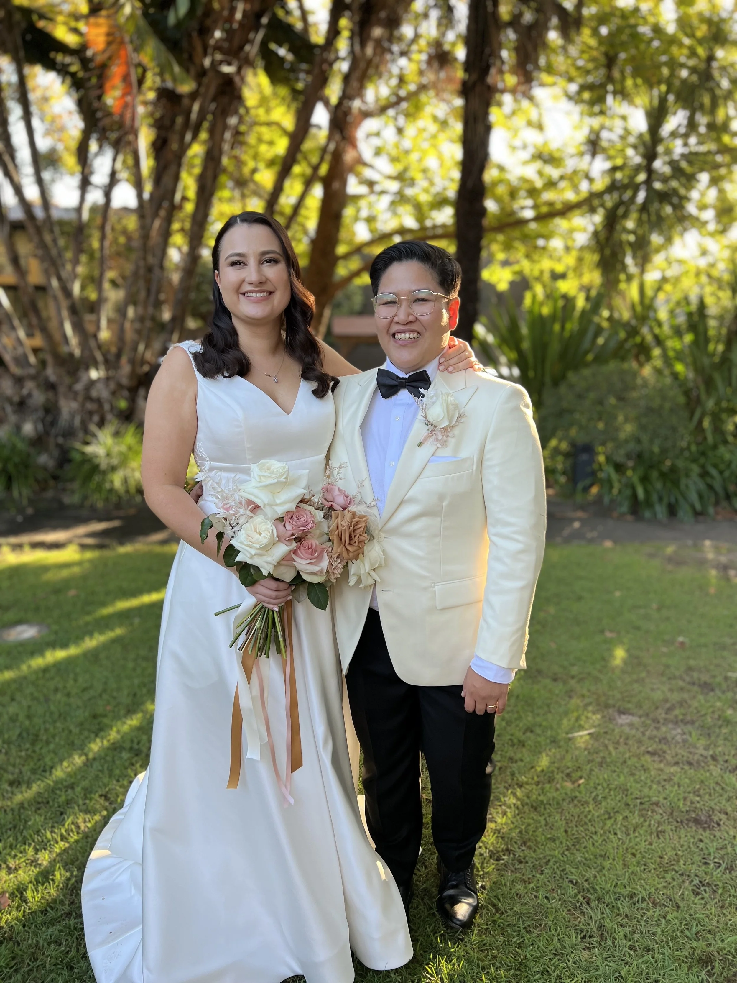Two brides on their wedding day at Chiswick Woollahra. An April wedding.