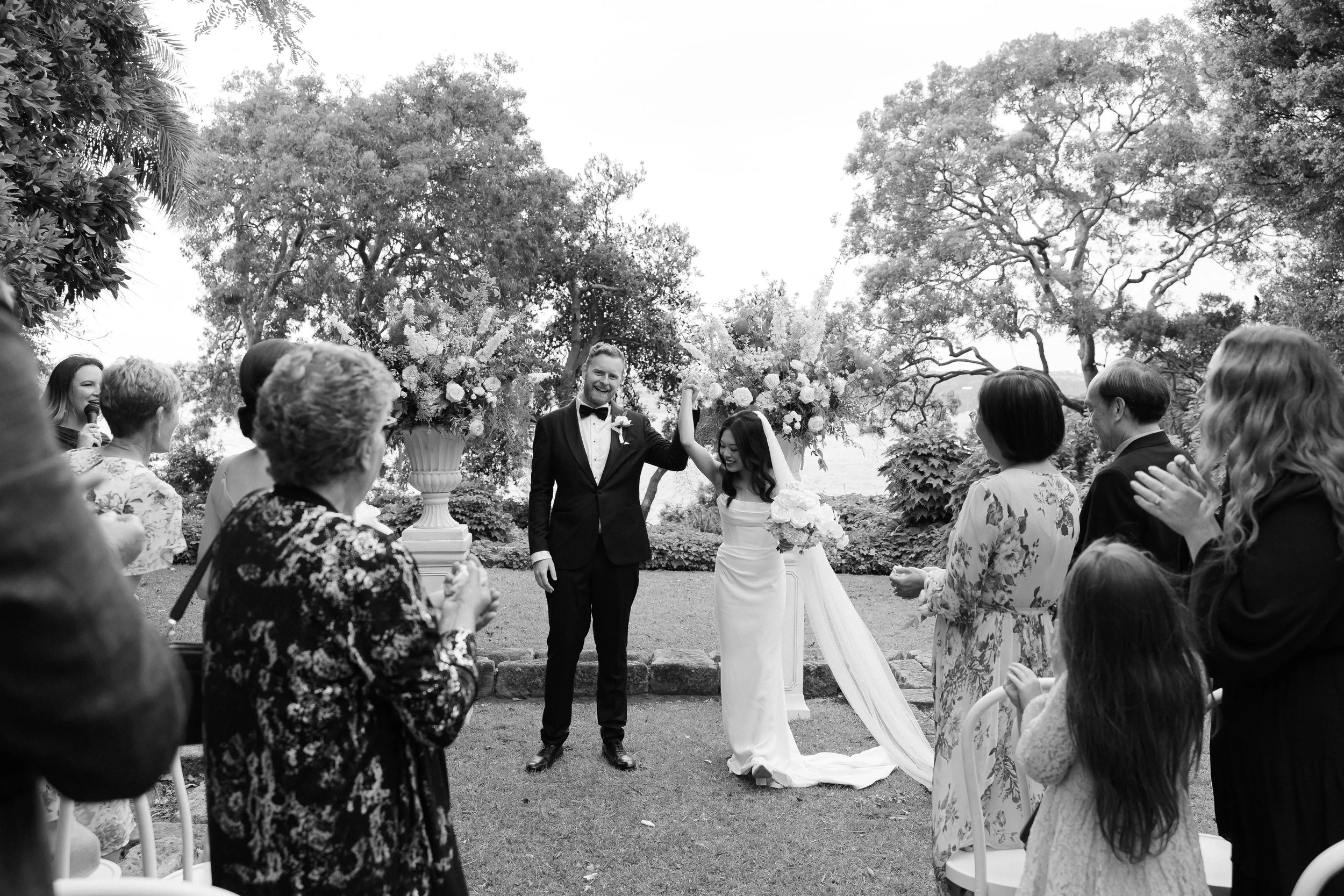 Bride and groom just married at McKell Park
