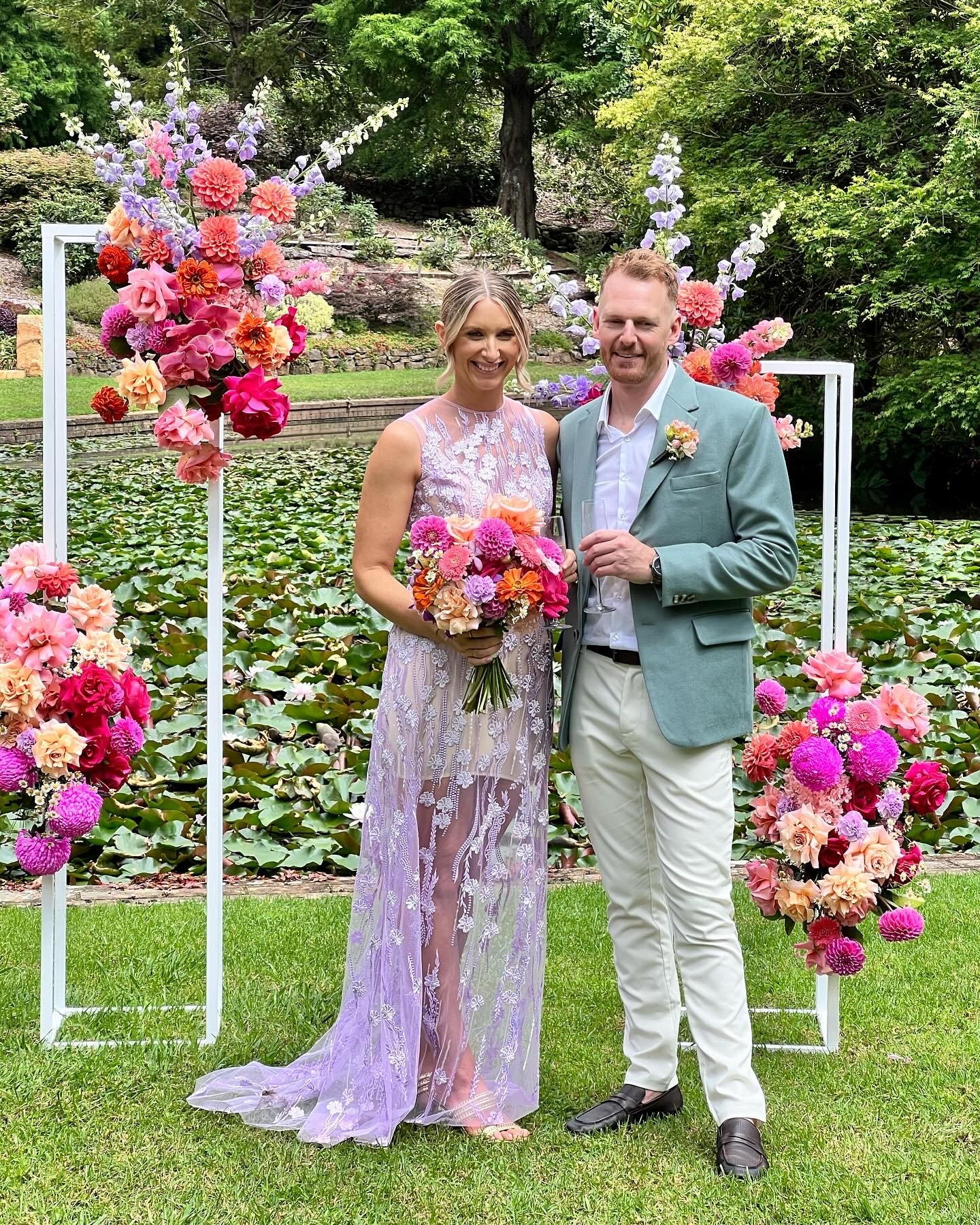 Bride and Groom just married at Rhododendron and Rainforest Gardens