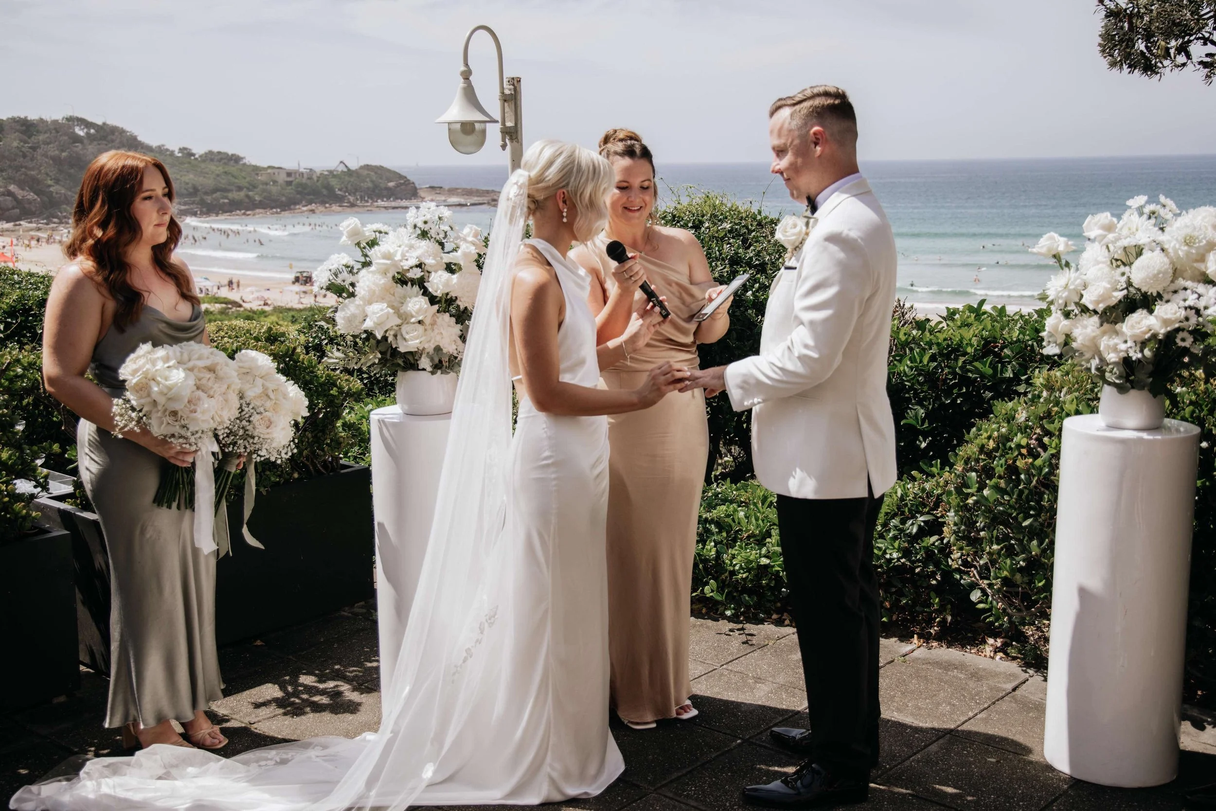 Married By Leah with Bride and Groom during ceremony at Pilu Freshwater