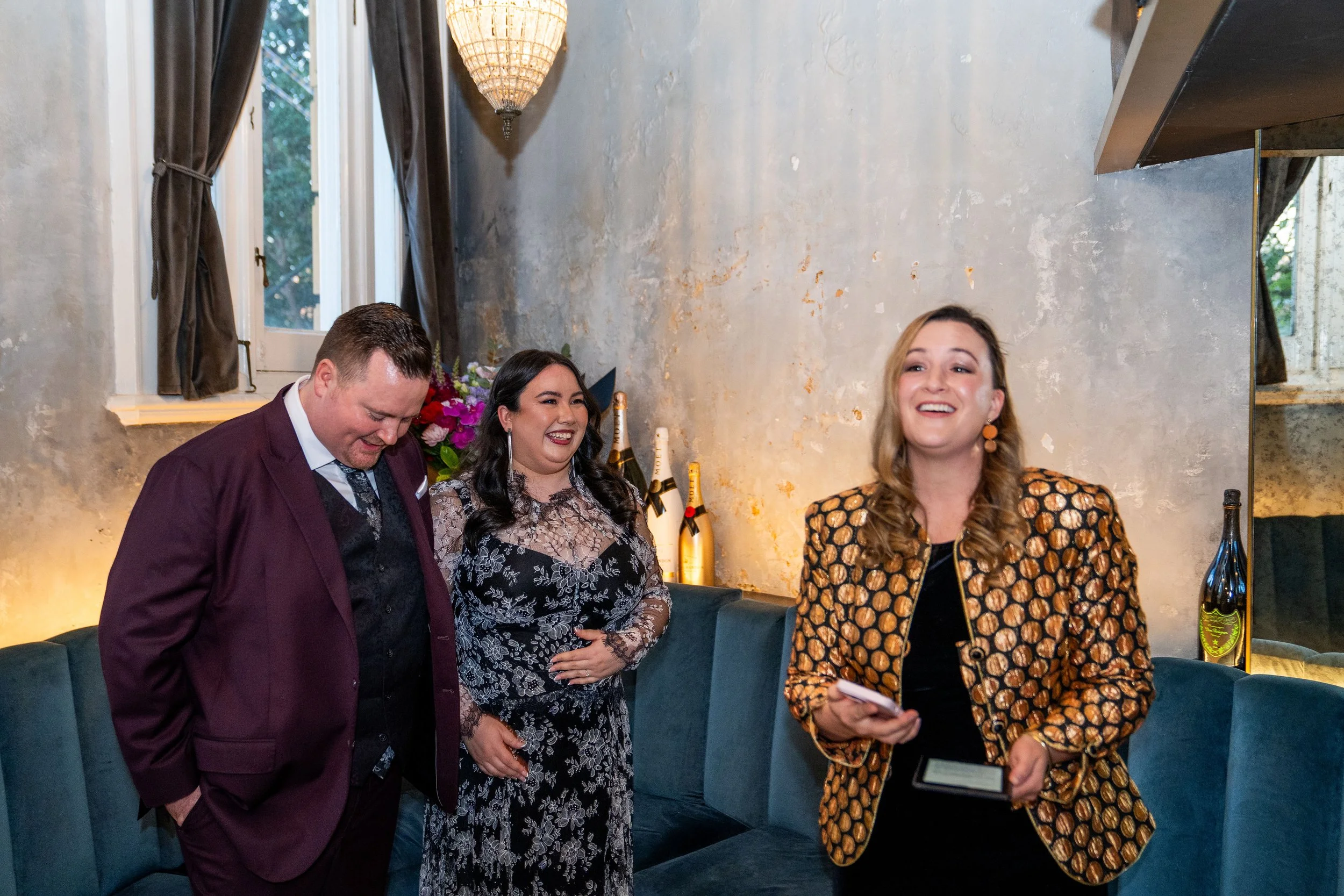 Groom, bride and celebrant - Married By Leah