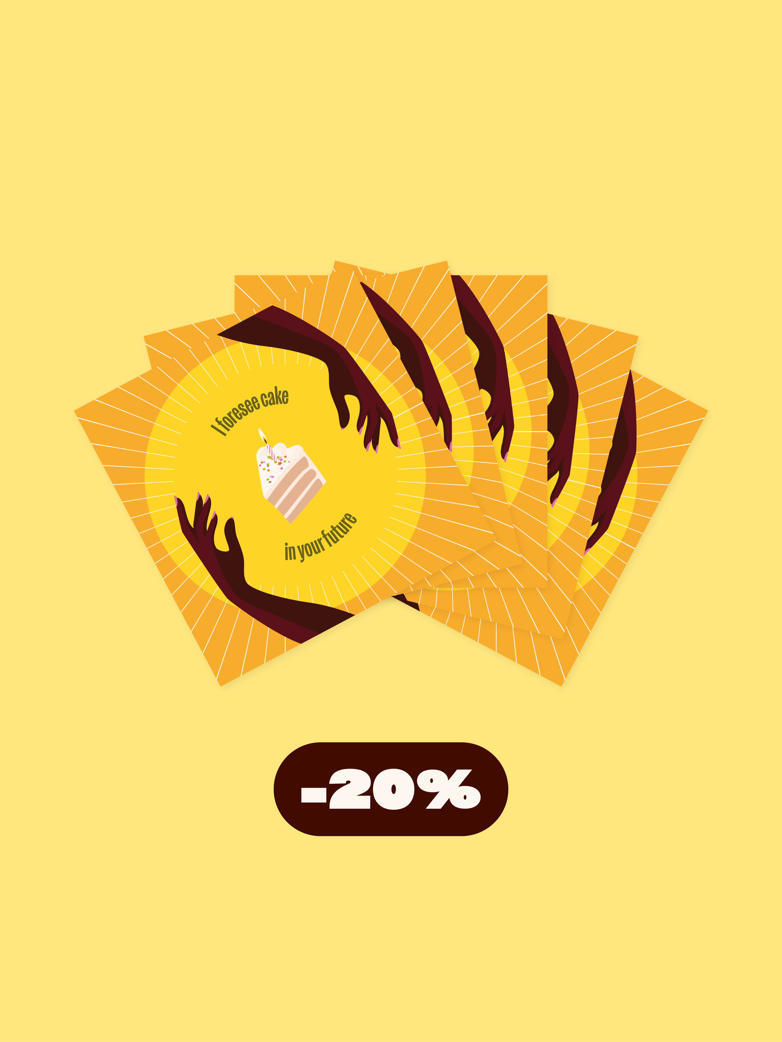 'I foresee cake' postcard