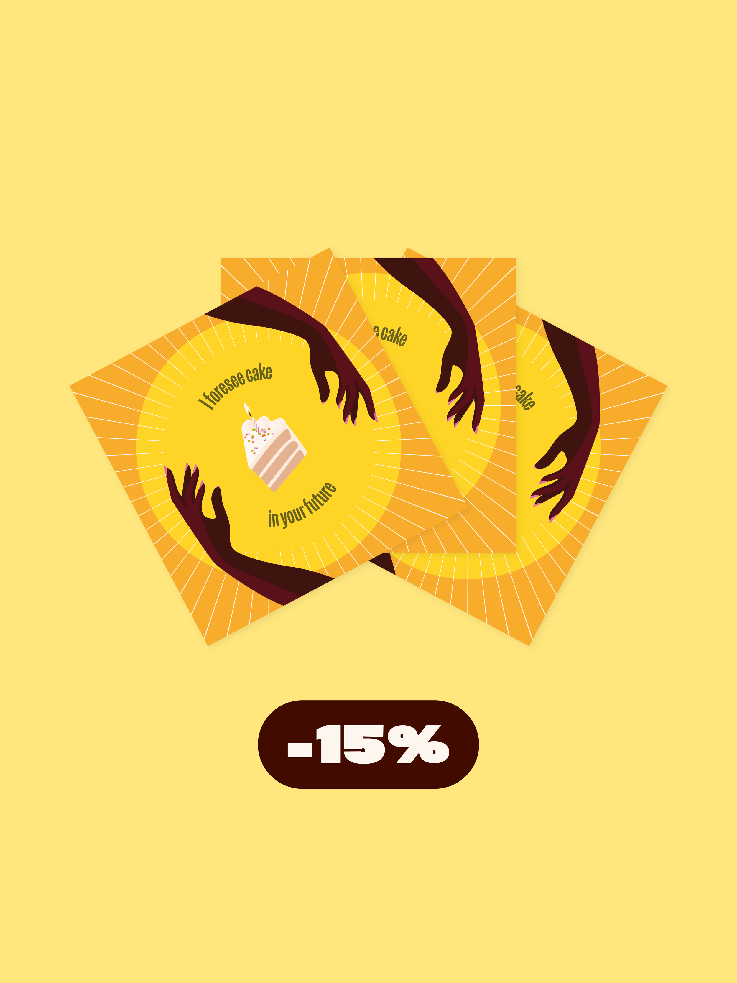 'I foresee cake' postcard