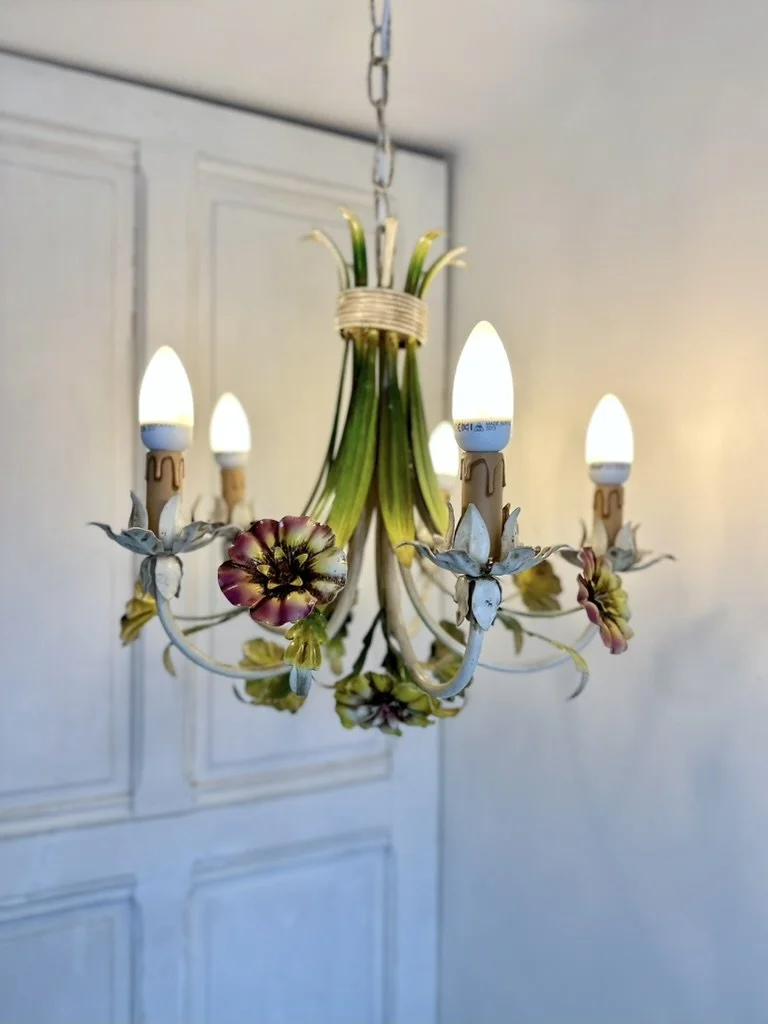 French Tole floral chandelier with new wiring