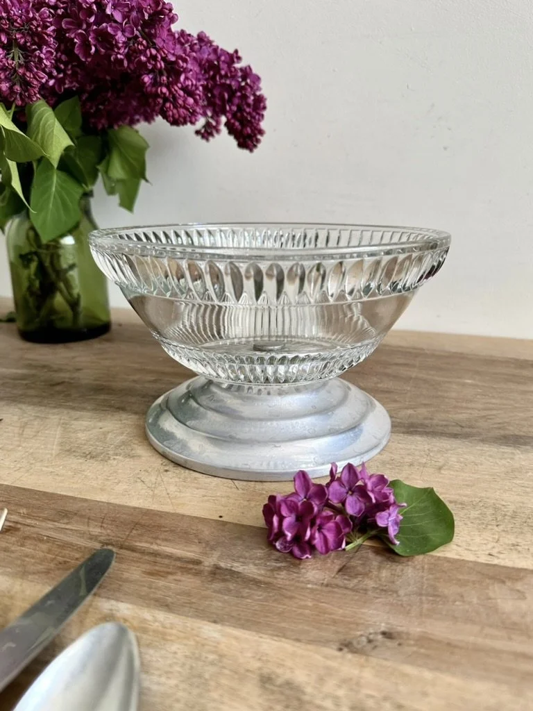 Crystal Compote Bowl on Tin Pedestal