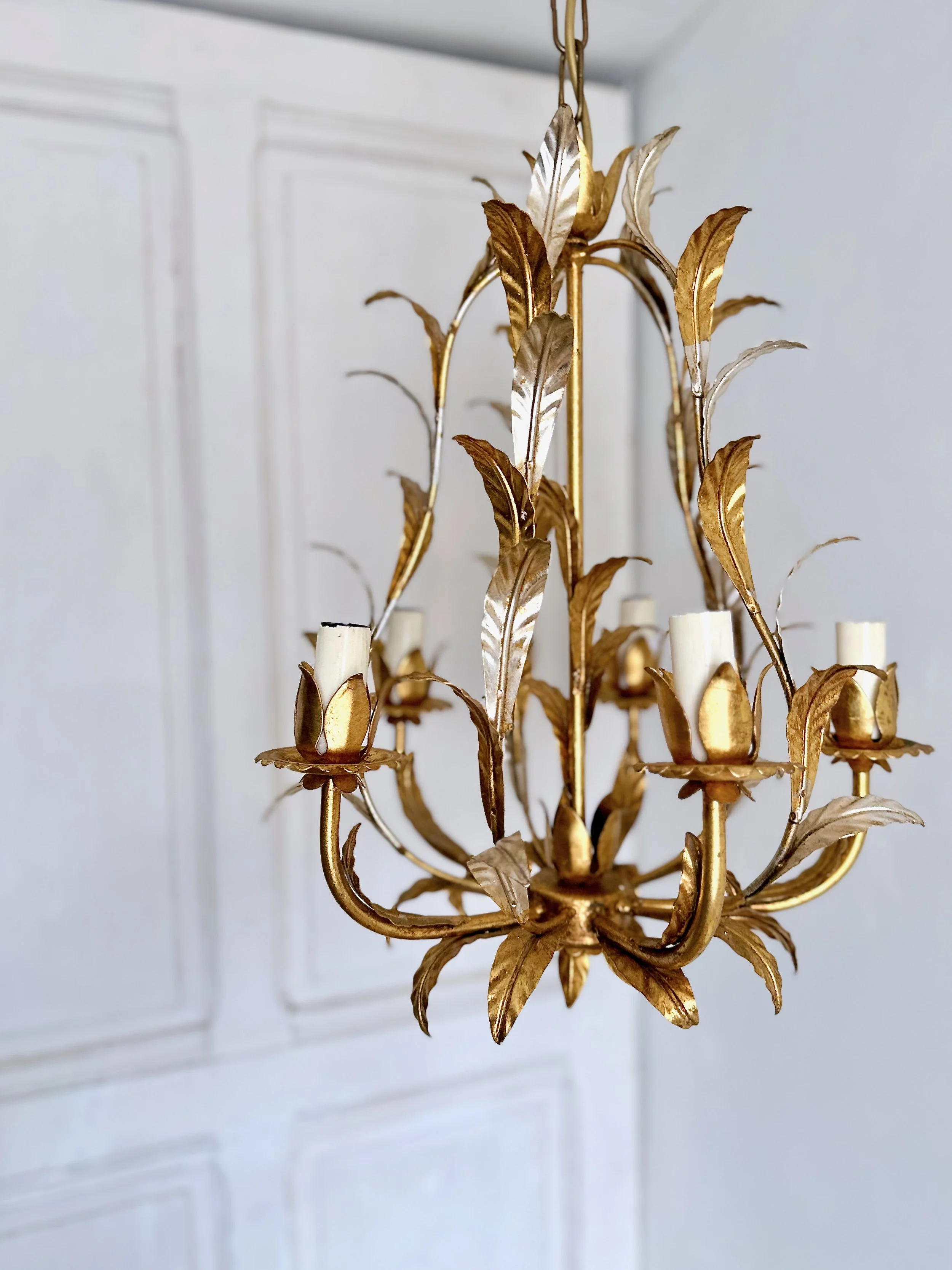 5 gilt + silver leaves Cage Chandelier (26).jpeg