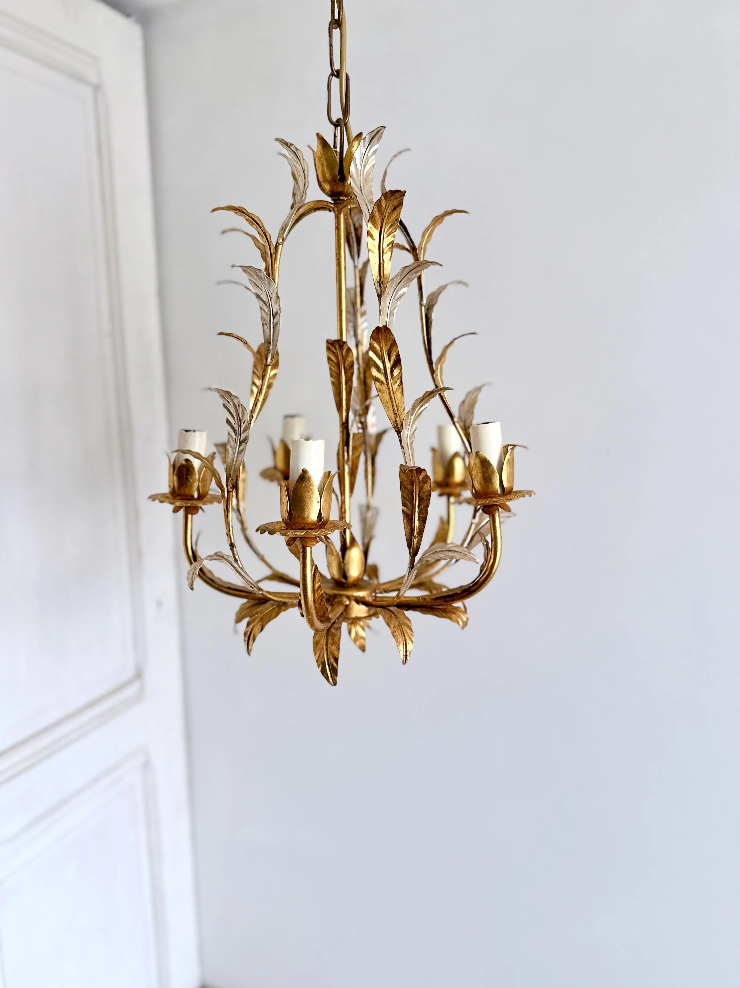 5 gilt + silver leaves Cage Chandelier (10).jpeg
