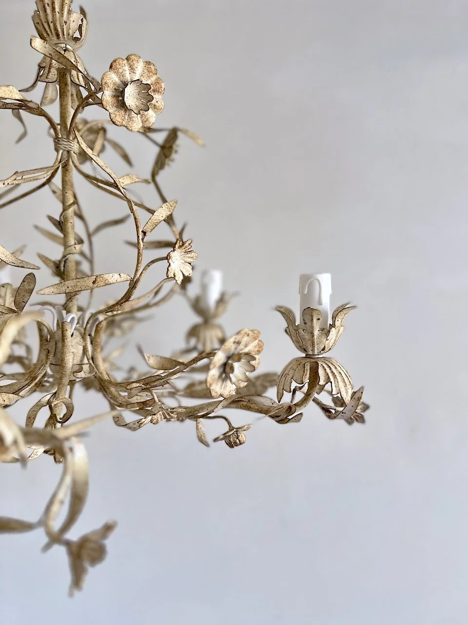 Vintage Italian Floral Tole Chandelier