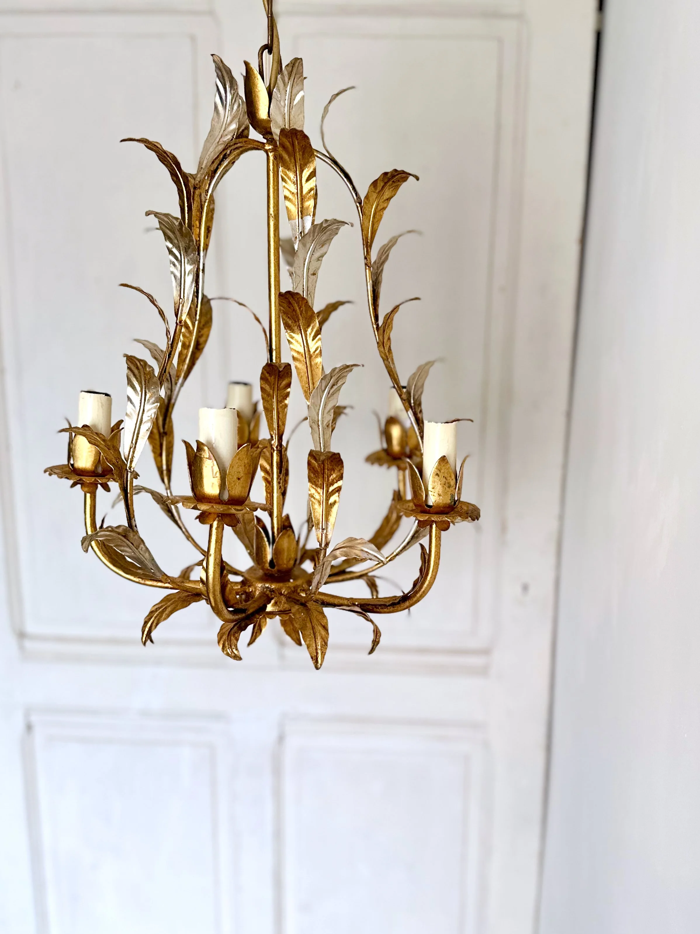 5 gilt + silver leaves Cage Chandelier (13).jpeg