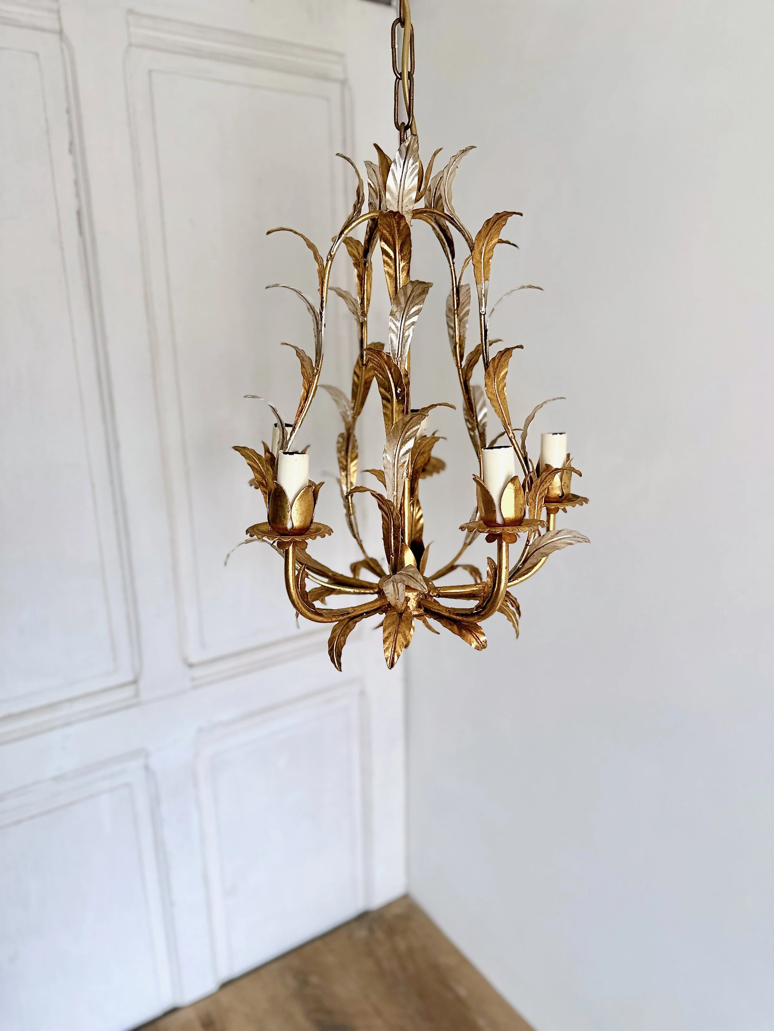 5 gilt + silver leaves Cage Chandelier (12).jpeg