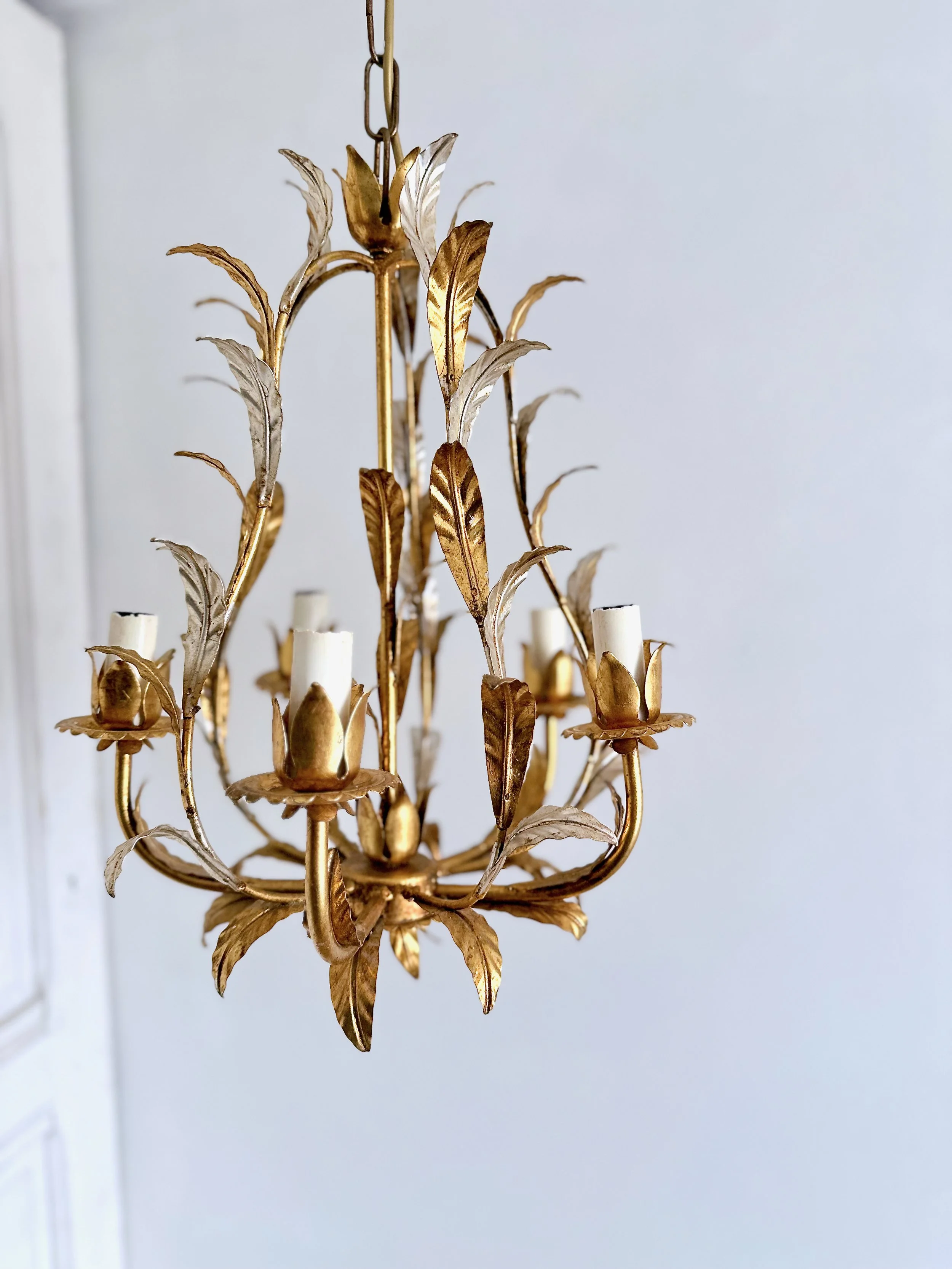 5 gilt + silver leaves Cage Chandelier (17).jpeg