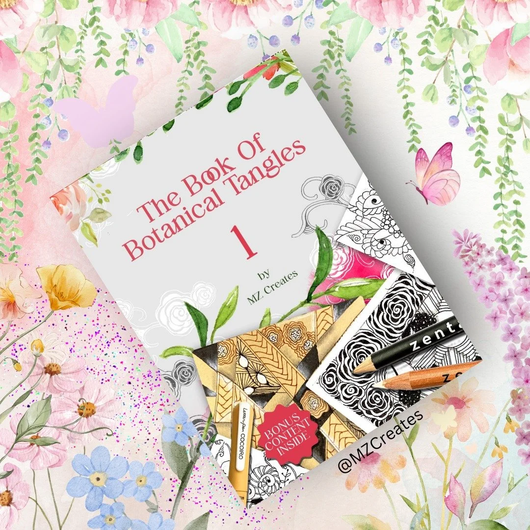 This Botanical Book of Tangles Vol 1 is filled with step by step drawing guides as well as easy-to-learn organic tangles and line drawings of plants. This is an ideal source for line drawing you to gather ideas for tangles. If you've ever wanted to c