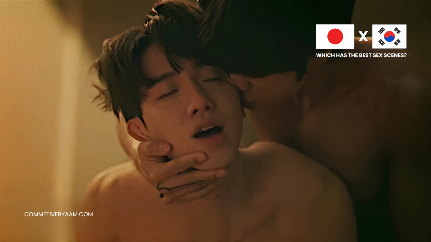 Japanese BL intimate scene comparison artwork