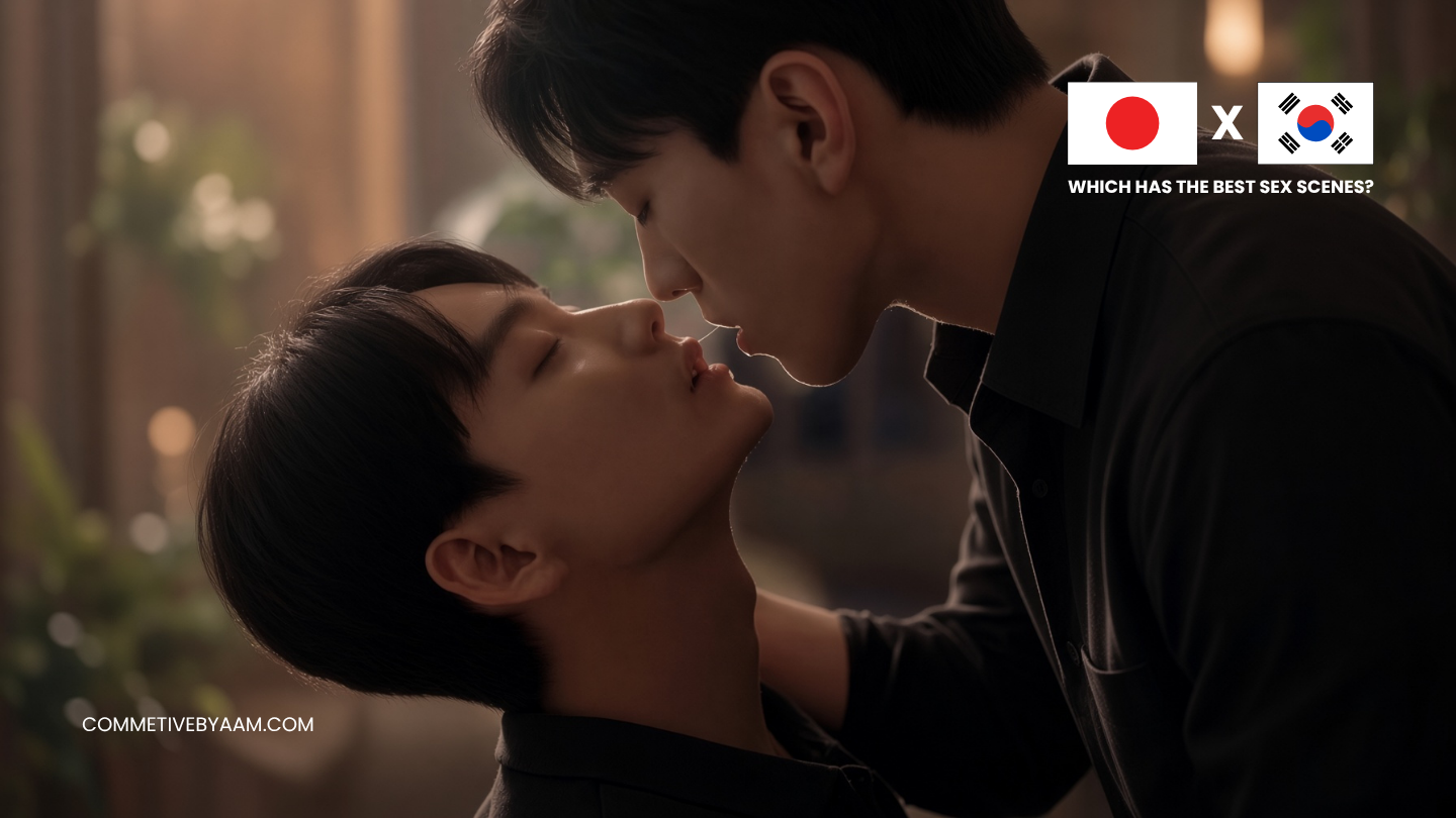 Korean BL romantic tension comparison artwork