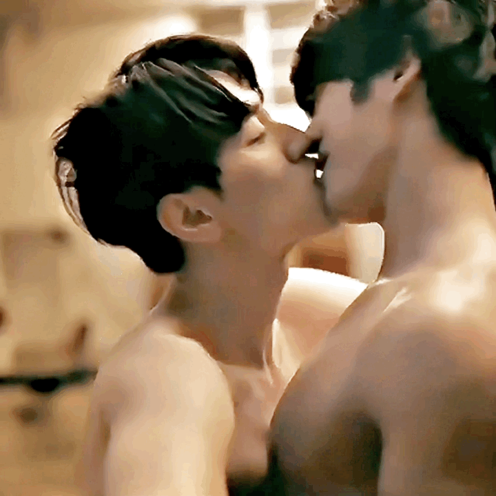 Two young men having fun together, passionate kissing and invite people to watch the best BL sex scenes in Korean BL—hot BL scenes, BL intimate scenes, and where to watch BL series for free on BL streaming sites.