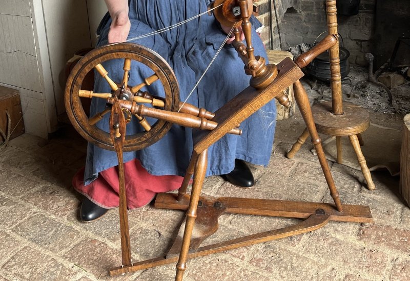 A traditional spinning wheel
