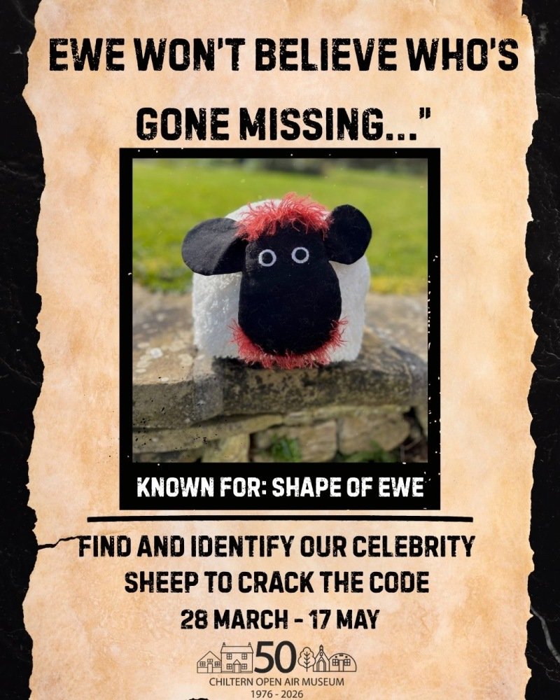 A cuddly handmade sheep is on a wanted poster