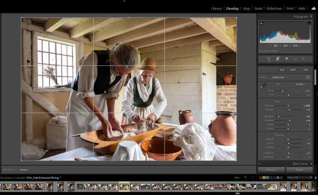 A computer screen showing photo editing software