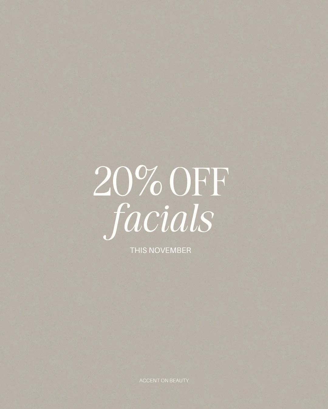 Your November glow starts here ✨

We&rsquo;re offering 20% off all facials this month - whether you&rsquo;re looking to restore hydration, refine texture, or simply unwind.

Explore our treatment menu and discover your perfect facial. 
Tap the link i