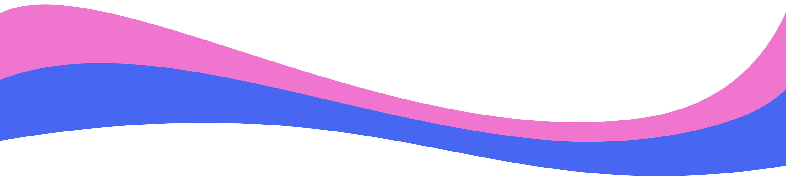 Design gráfico com ondas em cores rosa, azul e branco.
