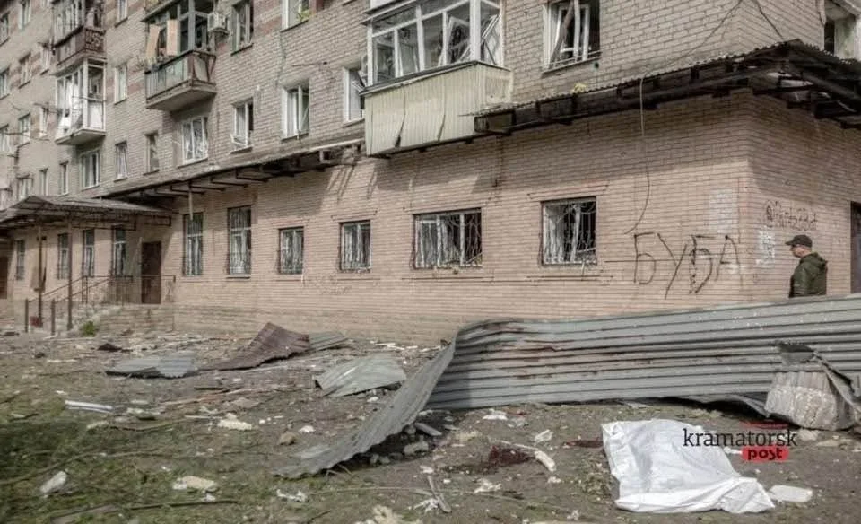 Damaged church building in Kramatorsk