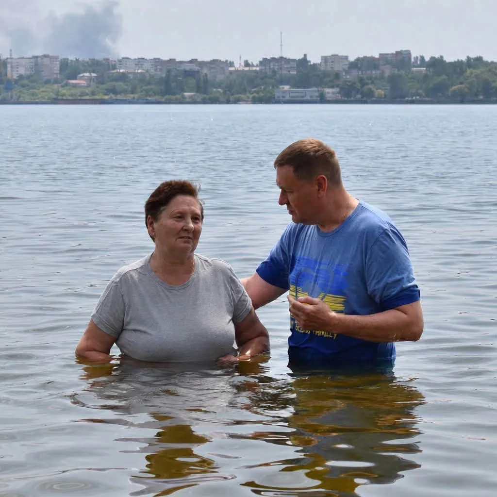Baptisms amid explosions in Zaporizhzhia