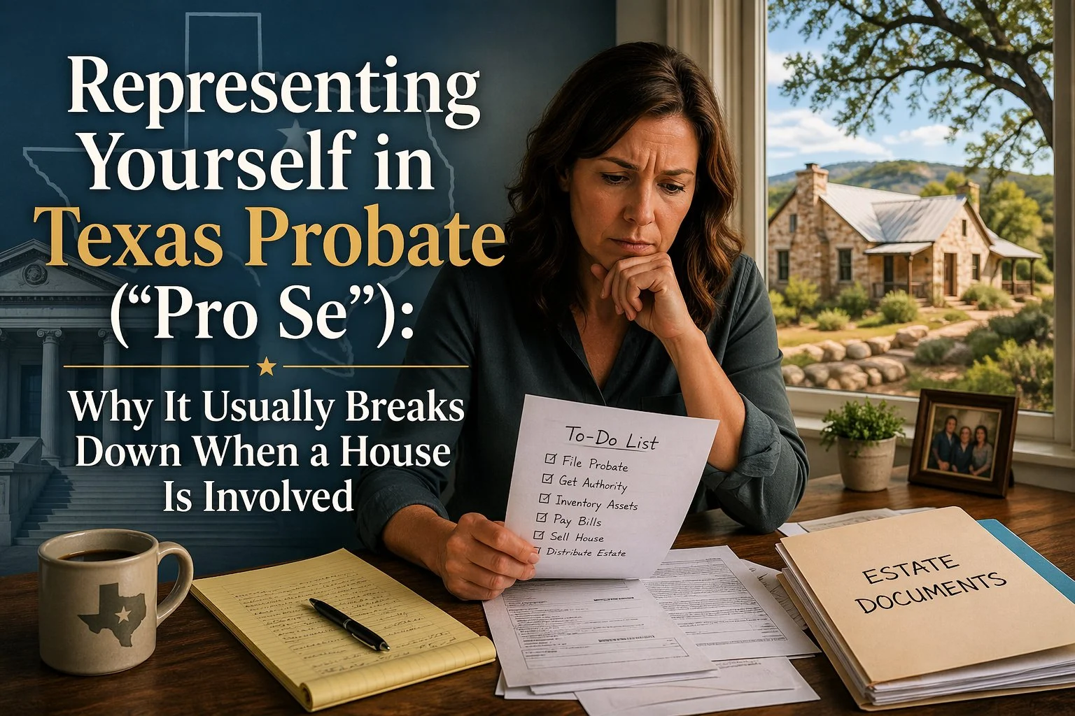 Representing Yourself in Texas Probate (“Pro Se”): Why It Usually Breaks Down When a House Is Involved