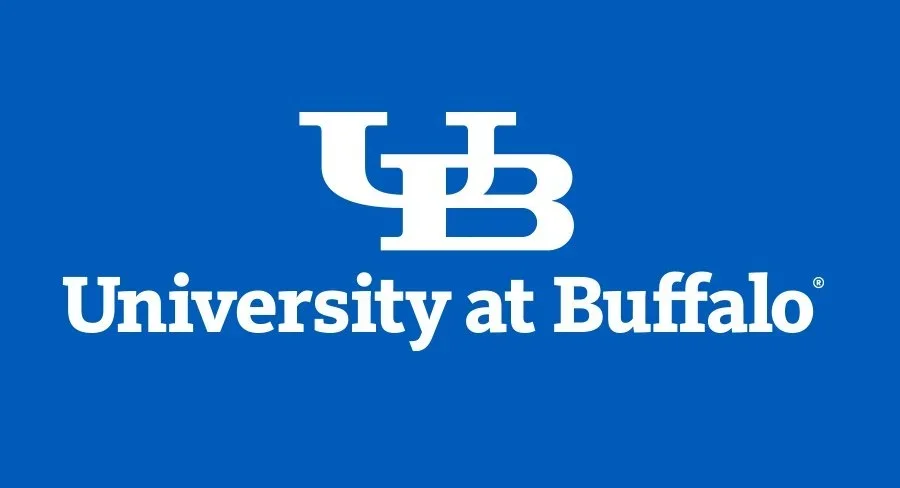 University at Buffalo logo with white writing and blue background