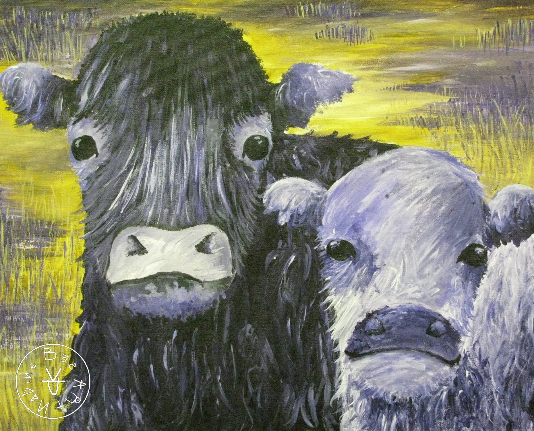 Purple Cows, Acrylic on Canvas