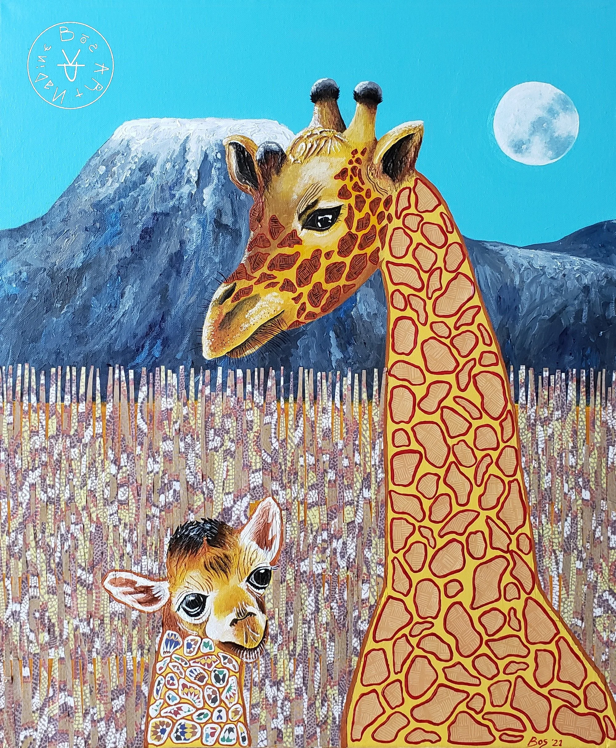 Motherhood on the Amboseli, Mixed Media on Canvas 