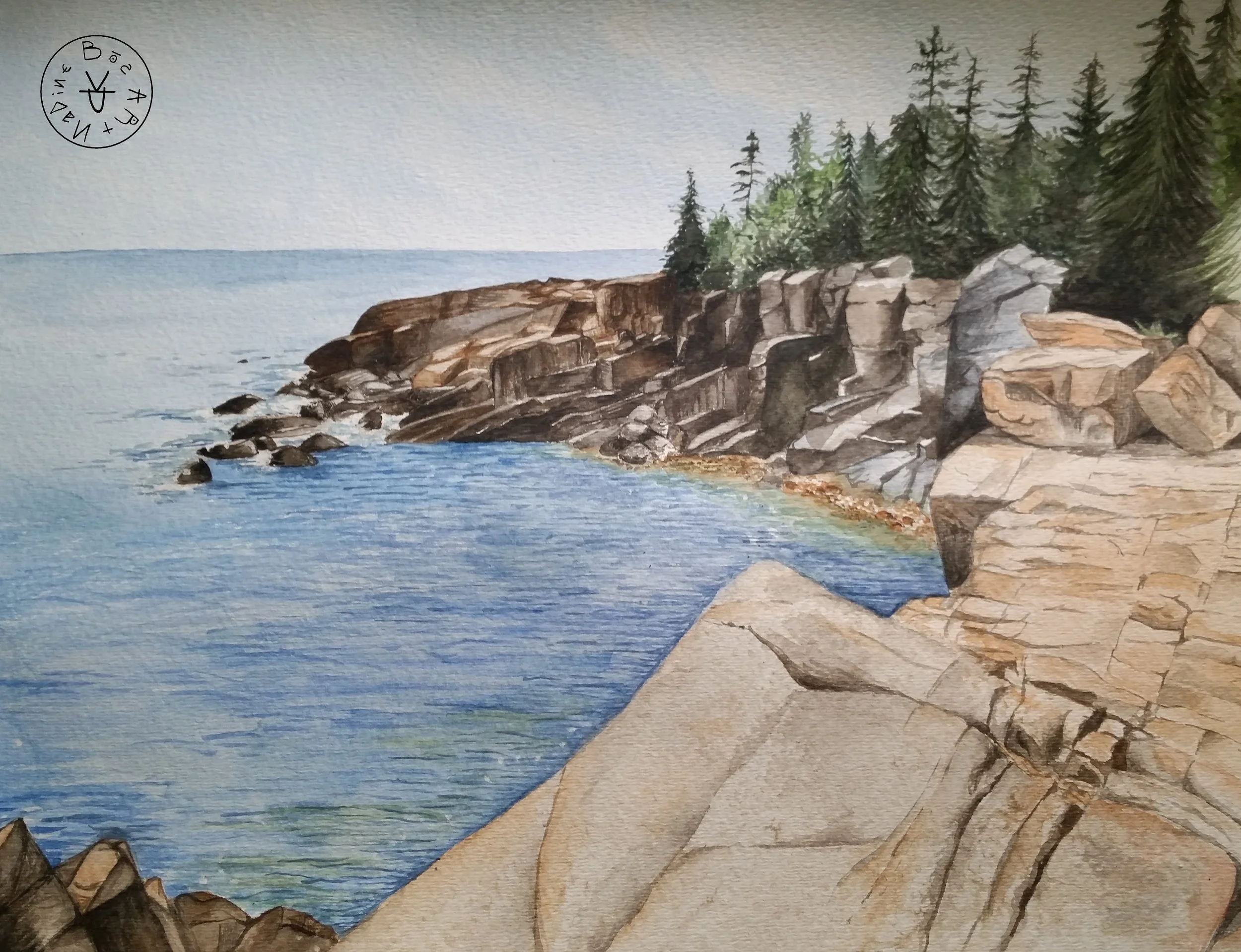 Maine, Watercolor on Paper