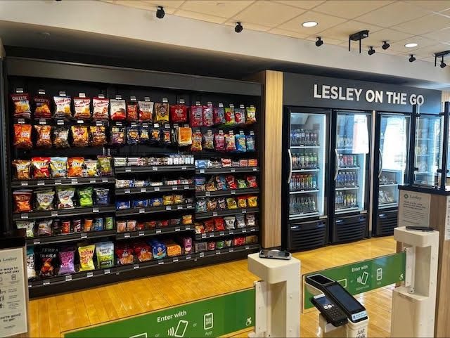 Lesley University students shopping at the new Amazon Just Walk Out store
