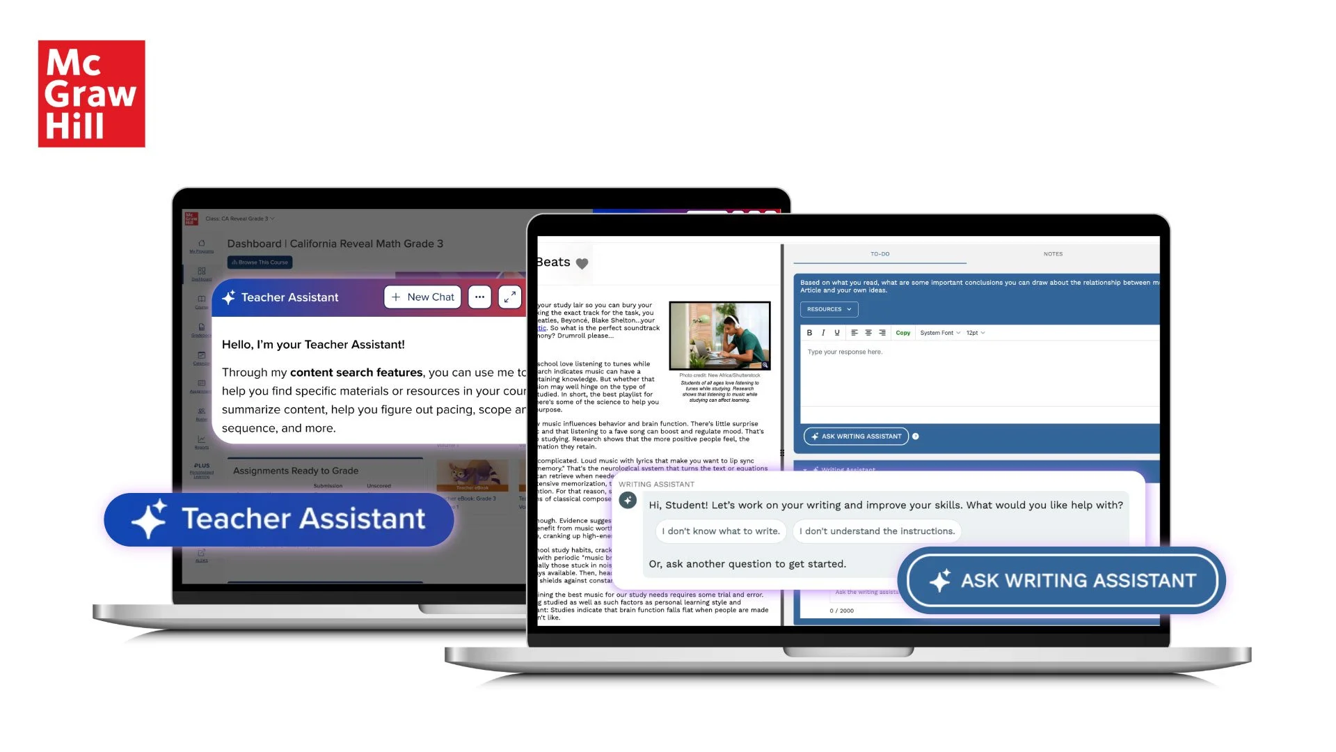 McGraw Hill adds GenAI teacher assistants to its K-12 programs and expands writing assistant offer