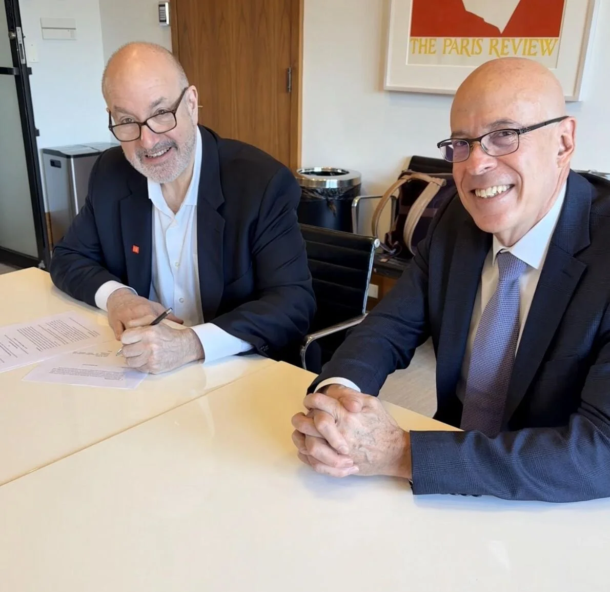 NYU and LSE representatives at the signing of a Science & Technology partnership