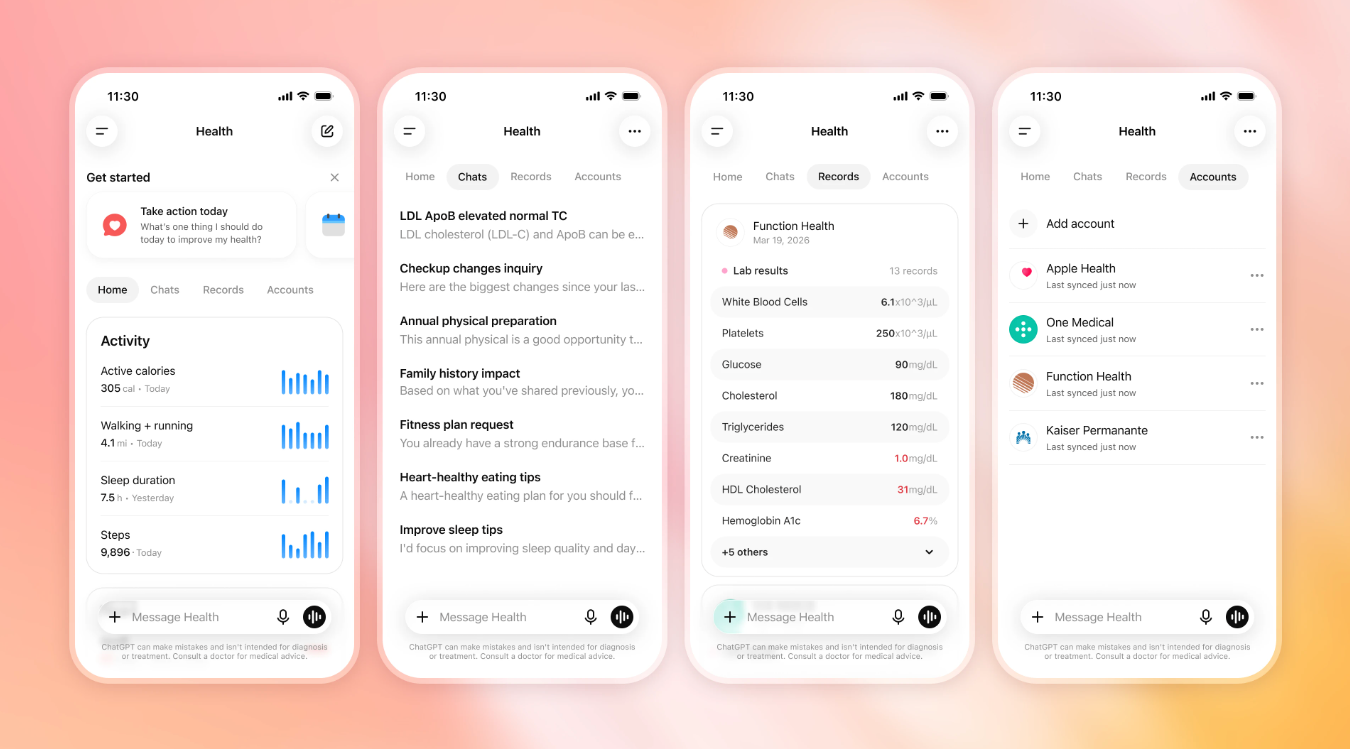 OpenAI connects medical records and Apple Health to ChatGPT